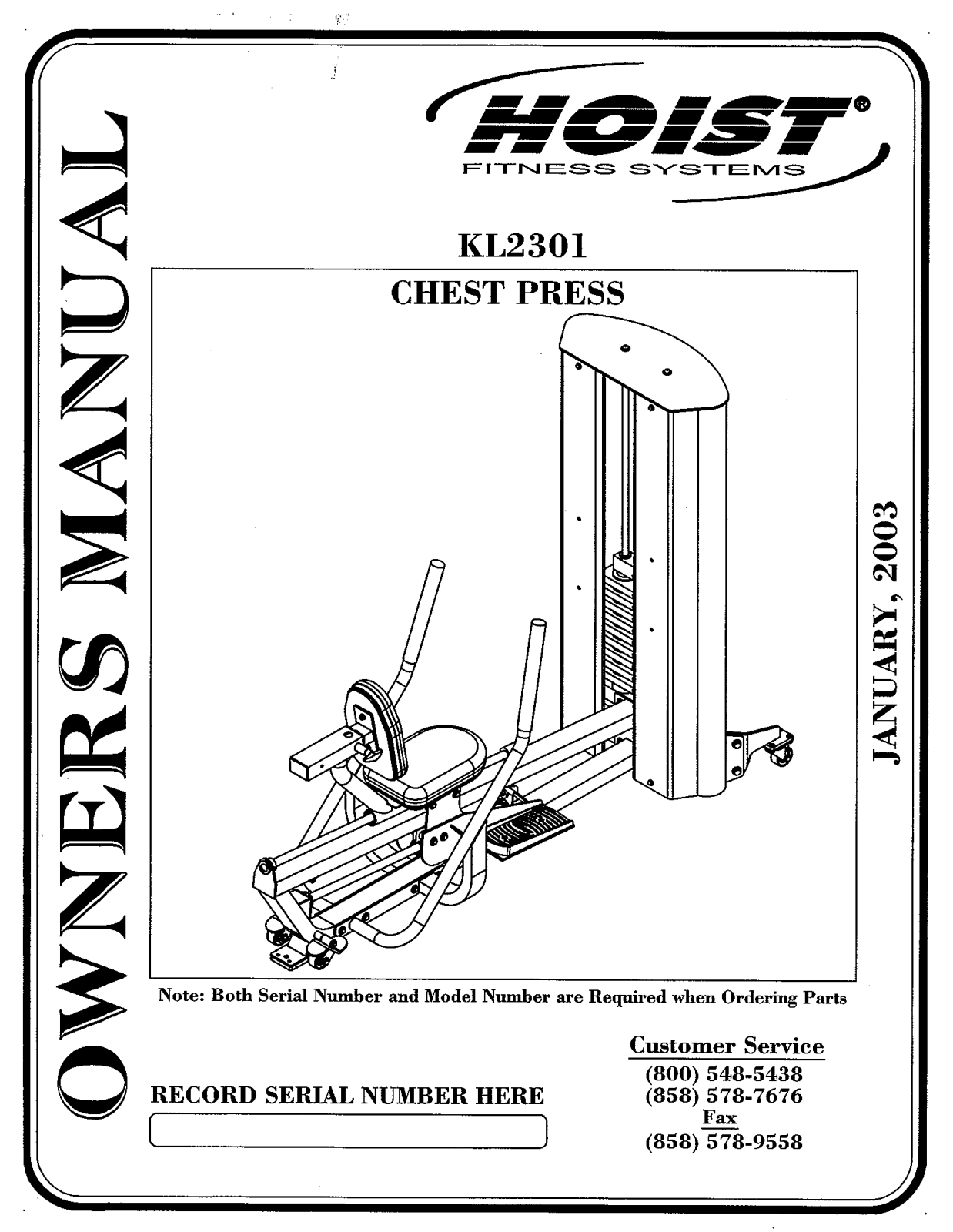 Hoist Fitness KL2301 User Manual