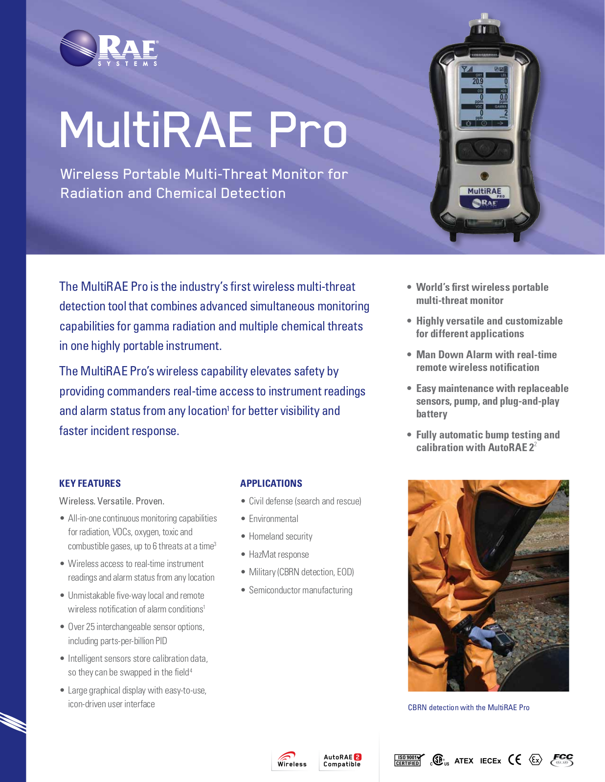 RAE Systems MultiRAE Pro Gas Specifications