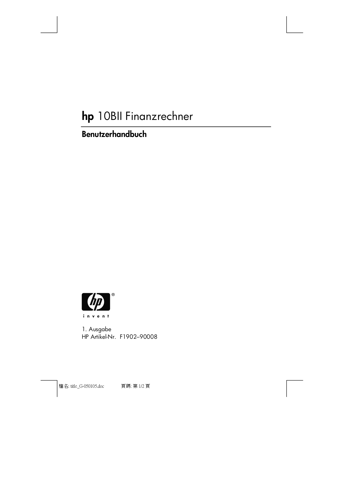 Hp 10bII User Manual