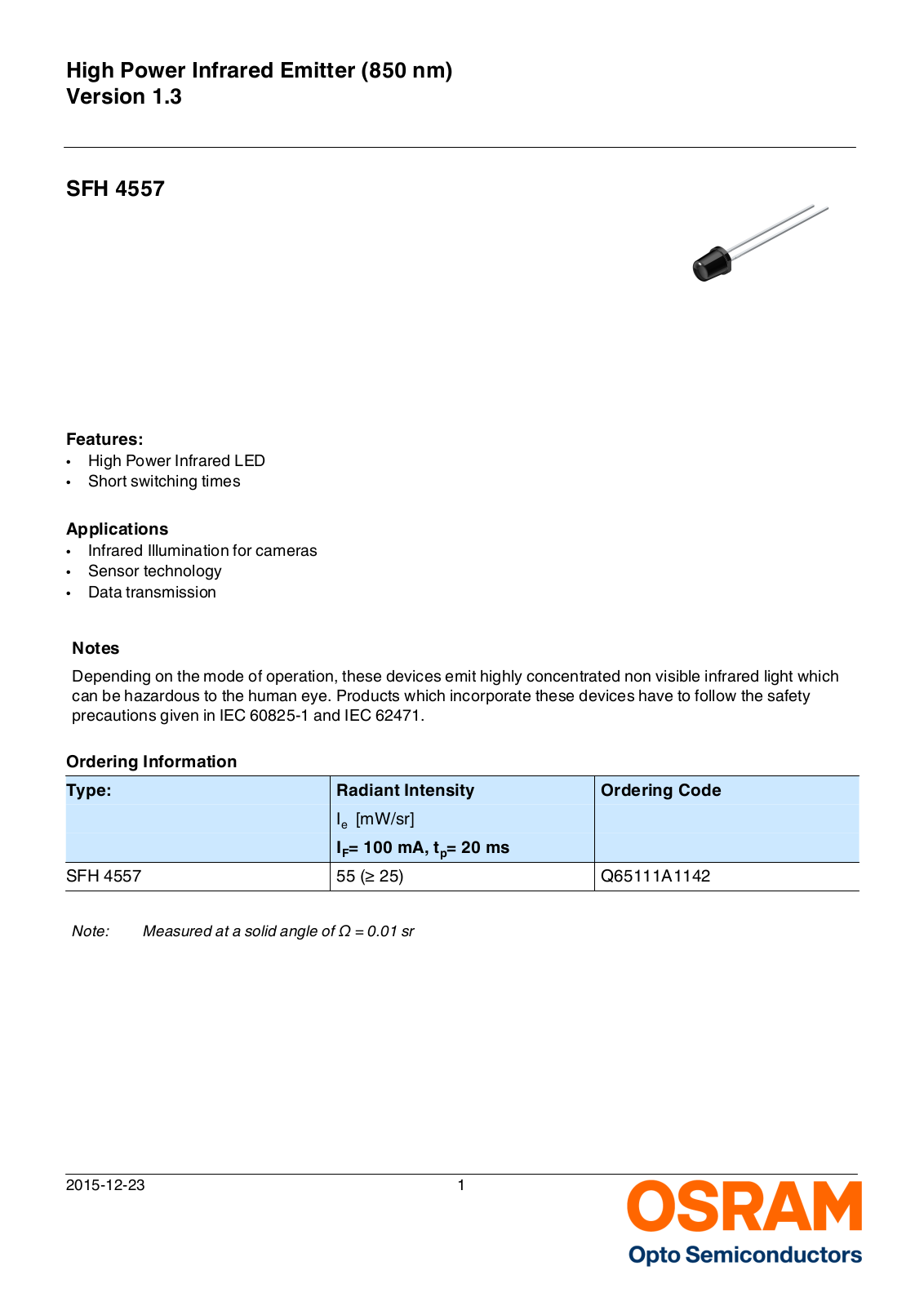 Datasheet SFH 4557 Specification - ManualMachine.com