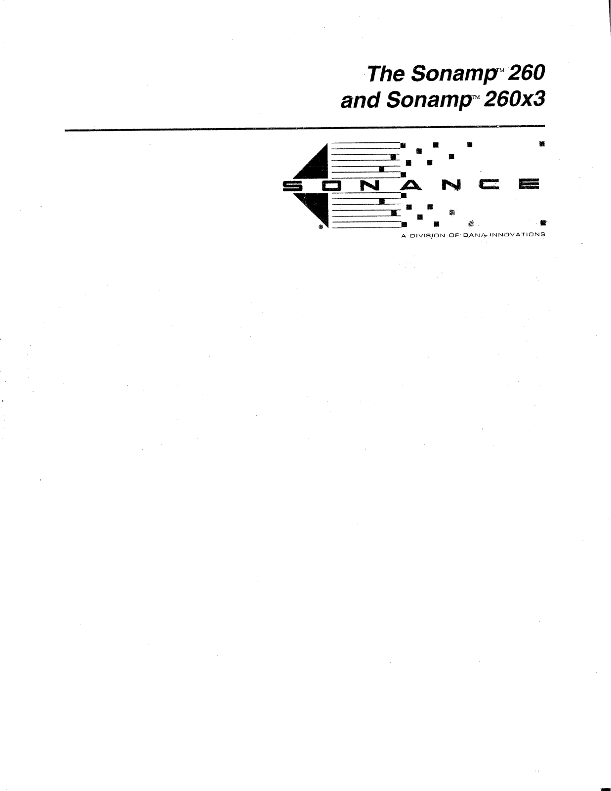 Sonance SONAMP 260X3, SONAMP 260 User Manual