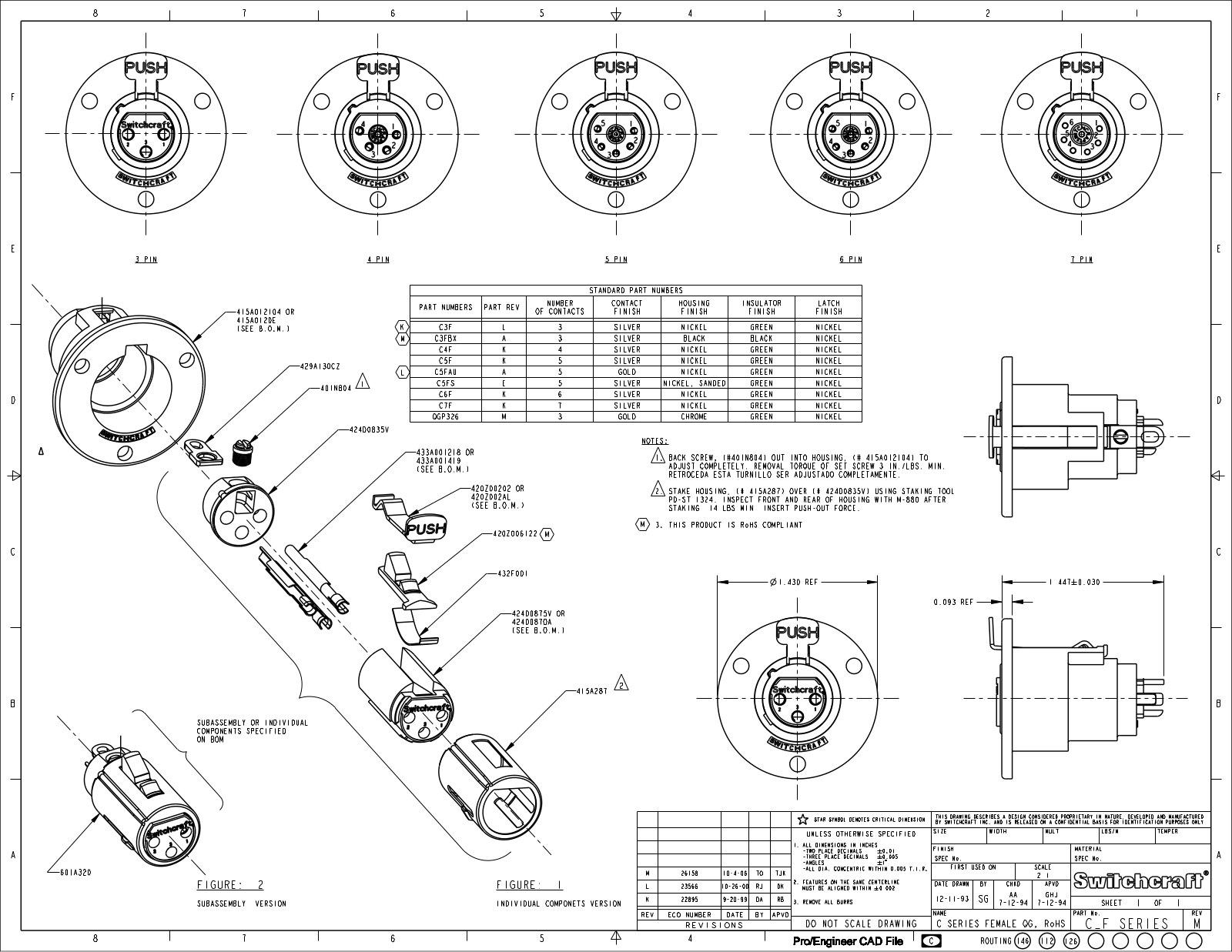 Switchcraft C5F Technical Drawing
