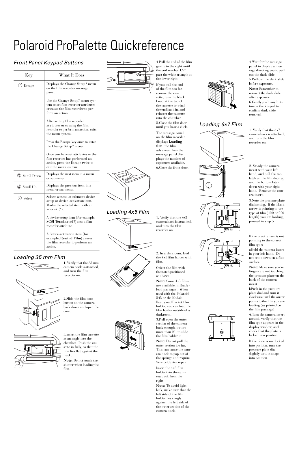 Polaroid PROPALETTE 8000, PROPALETTE 7000, PROPALETTE User Manual