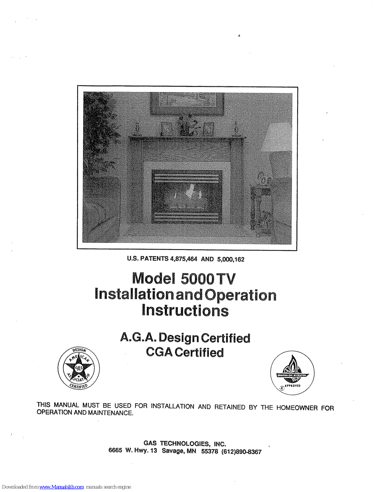 GTI 5000 TV Installation And Operation Instructions Manual