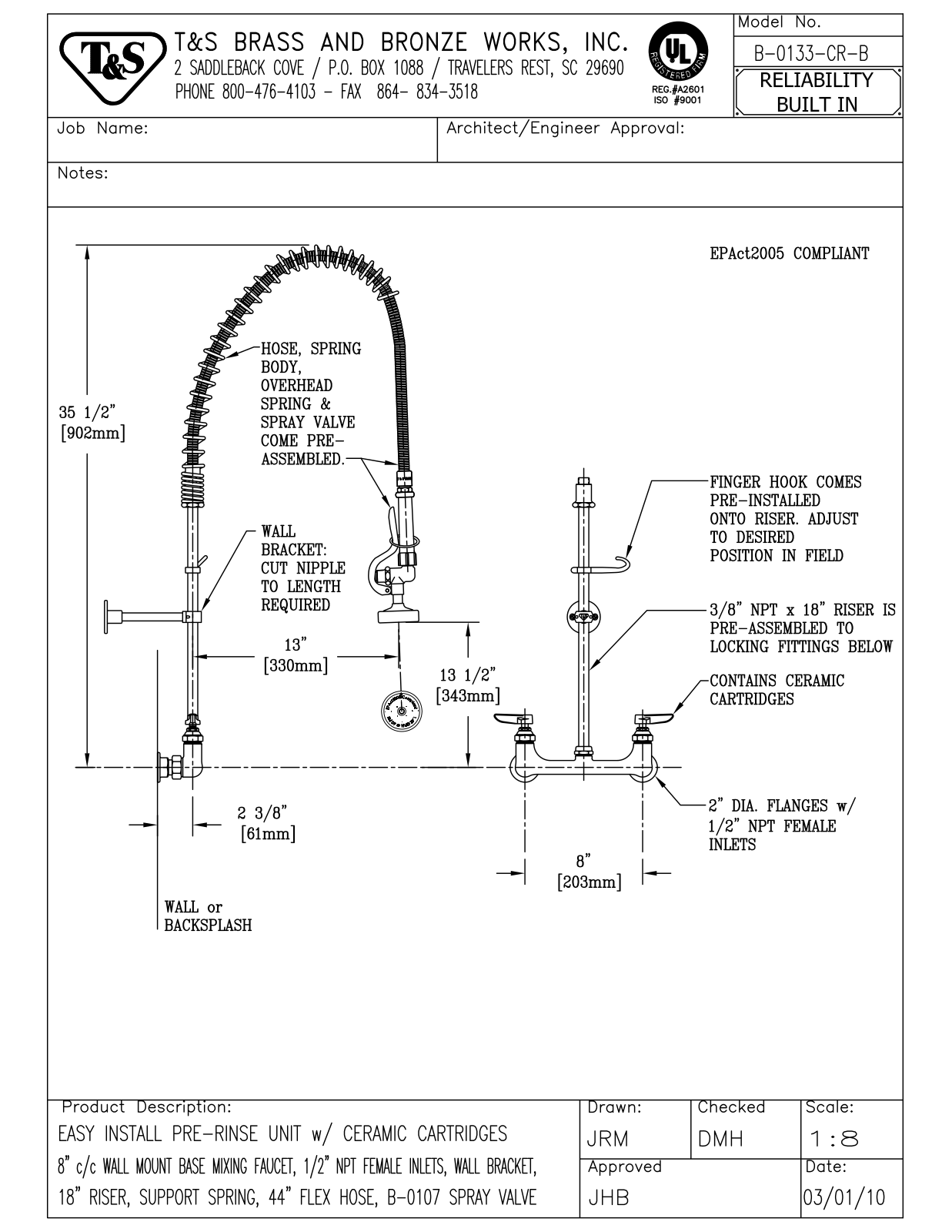 T & S Brass & Bronze Works B-0133-CR-B General Manual