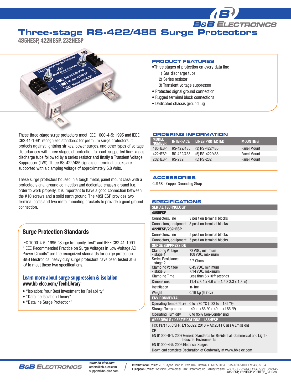 B&B Electronics 485HESP Datasheet