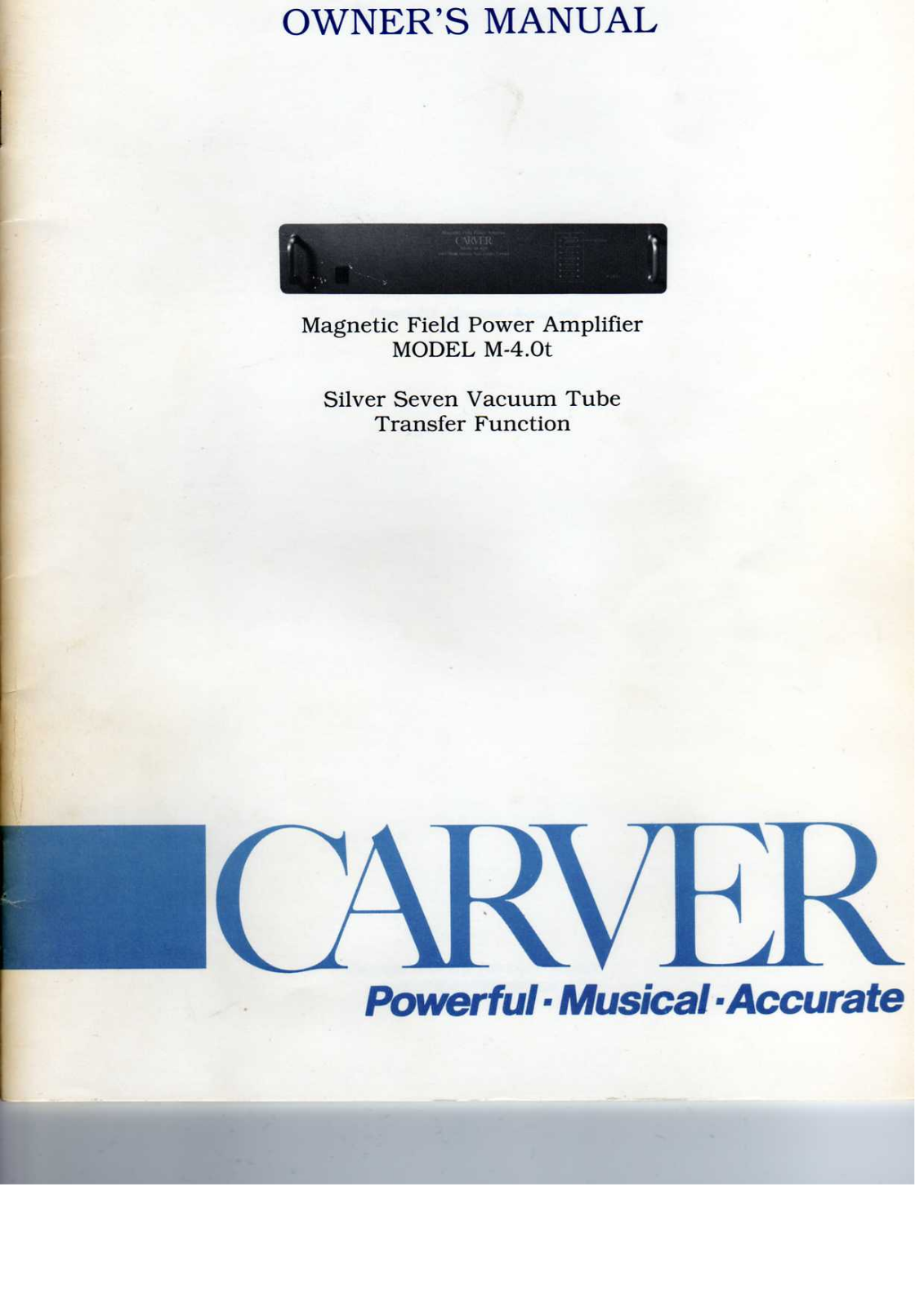 Carver M-4.0-T Owners manual