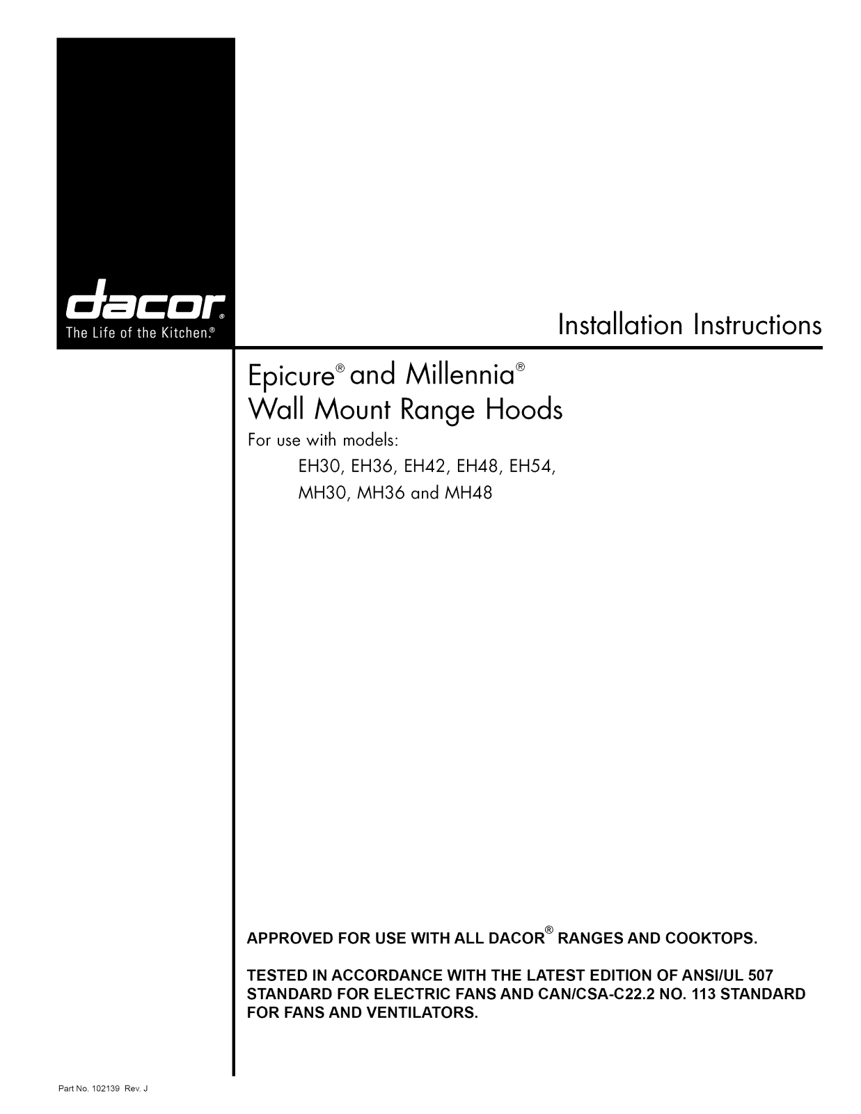 Dacor EH3012SCH, EH3018SCH, EH3612SCH, EH3618SCH, EH4212SCH Installation Guide - ManualMachine.com