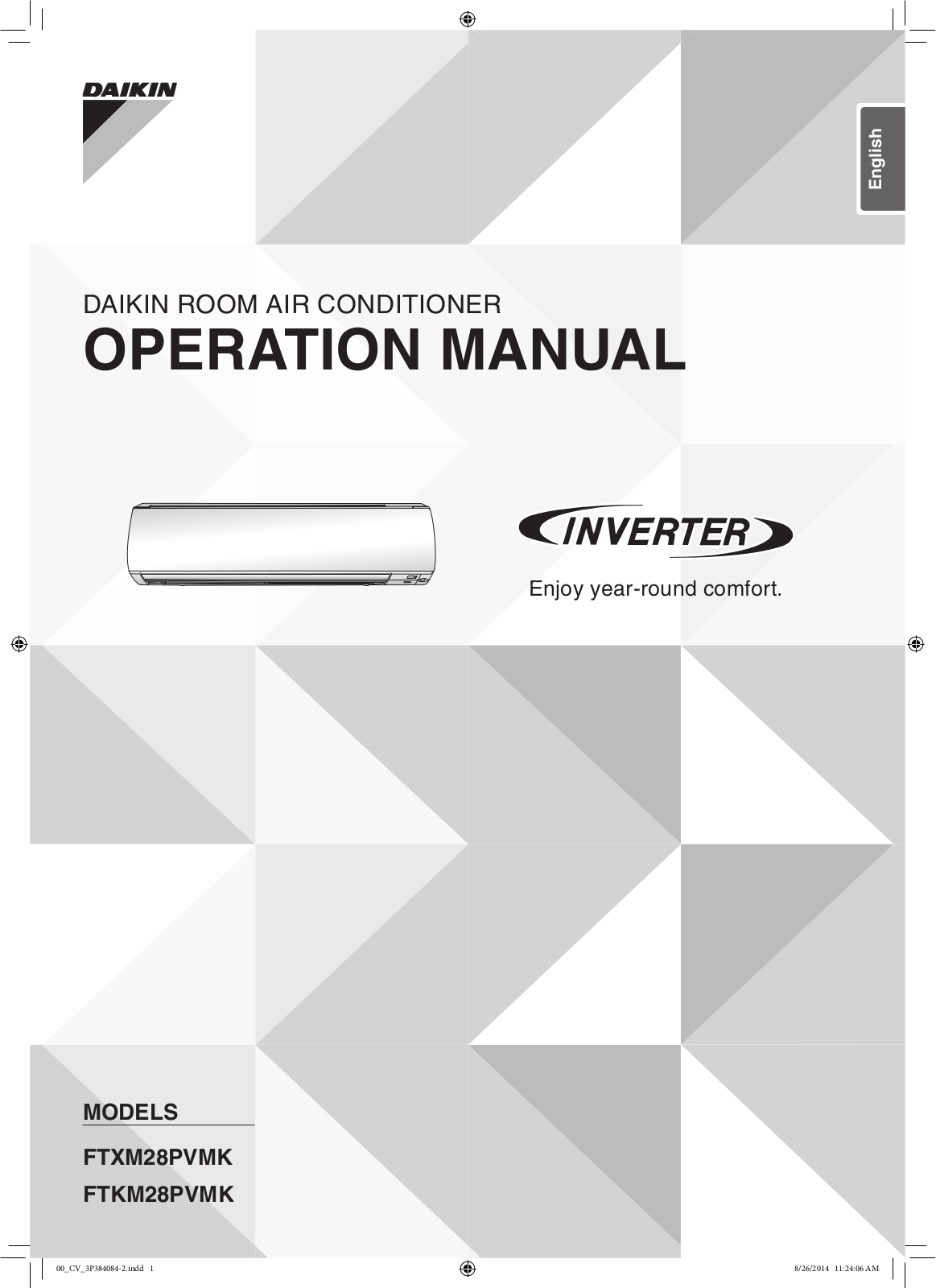 Daikin FTXM28PVMK, FTKM28PVMK Operation manuals