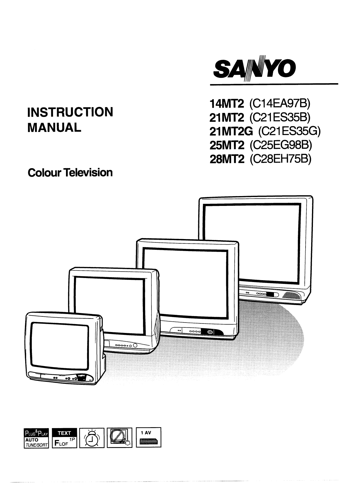 Sanyo 14MT2, 21MT2, 21MT2G, 25MT2, 28MT2 Instruction Manual