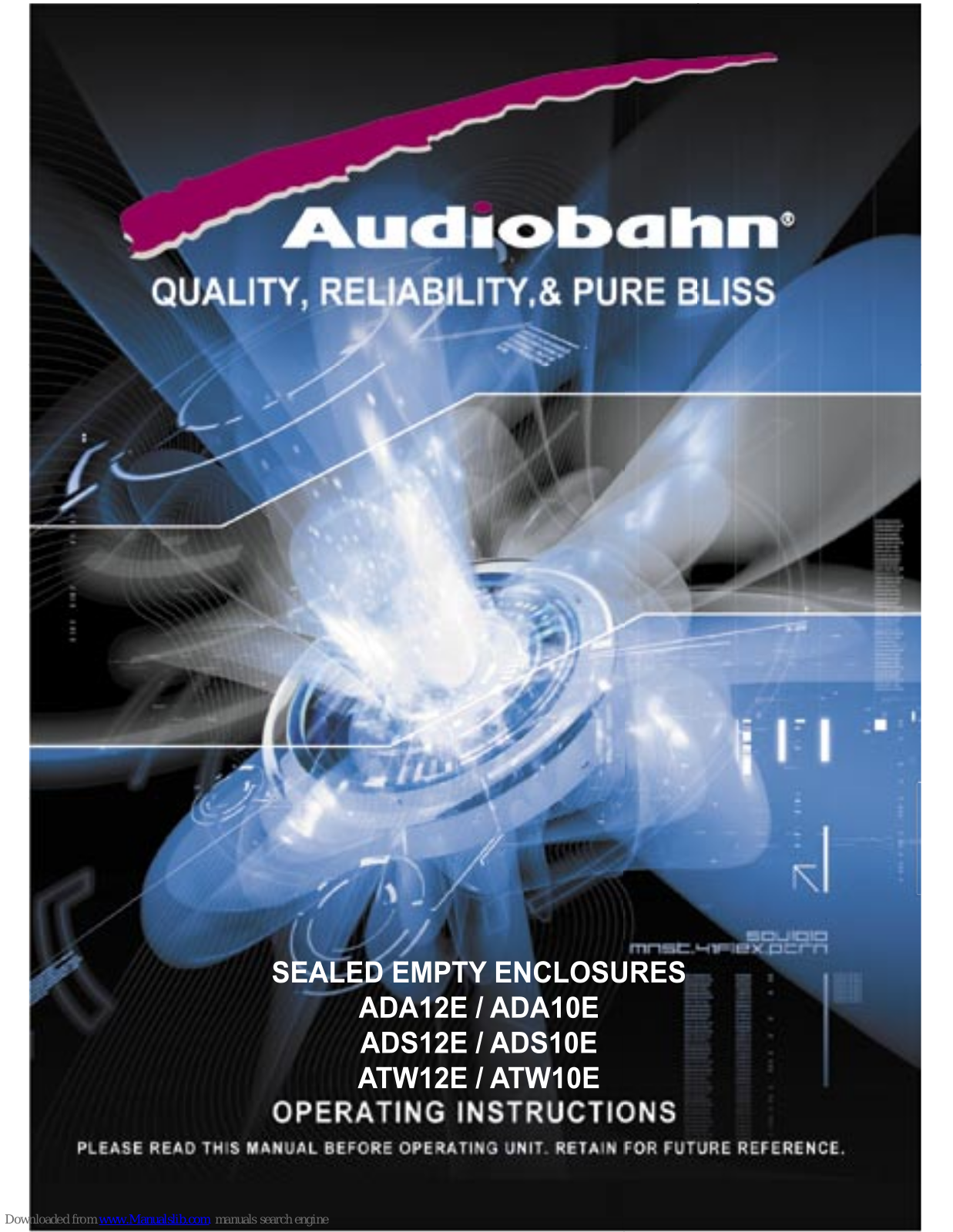 AudioBahn ADA12E, ADA10E, ADS10E, ADS12E, ATW10E Operating Instructions Manual - ManualMachine.com