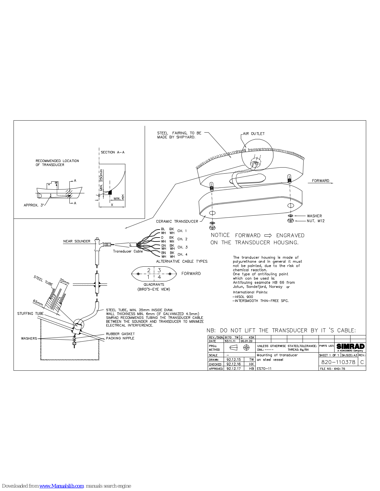 Simrad MOUNTING ON STEEL VESSEL - SCHEMA REV C User Manual