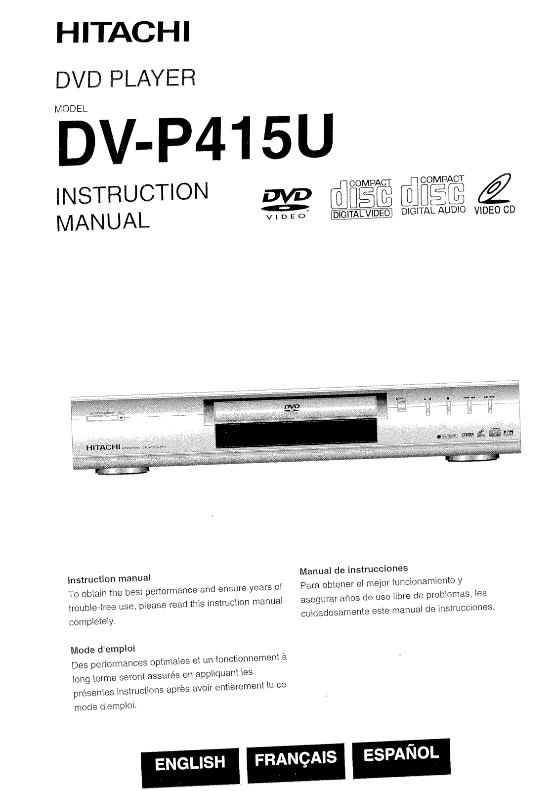 Hitachi DVP415U User Manual