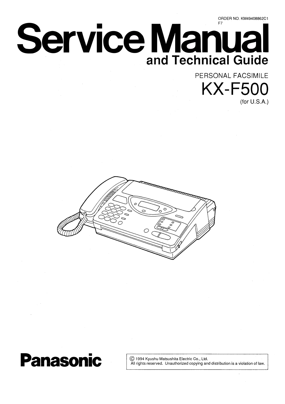 Panasonic Fax KX-F500 Original Schematic