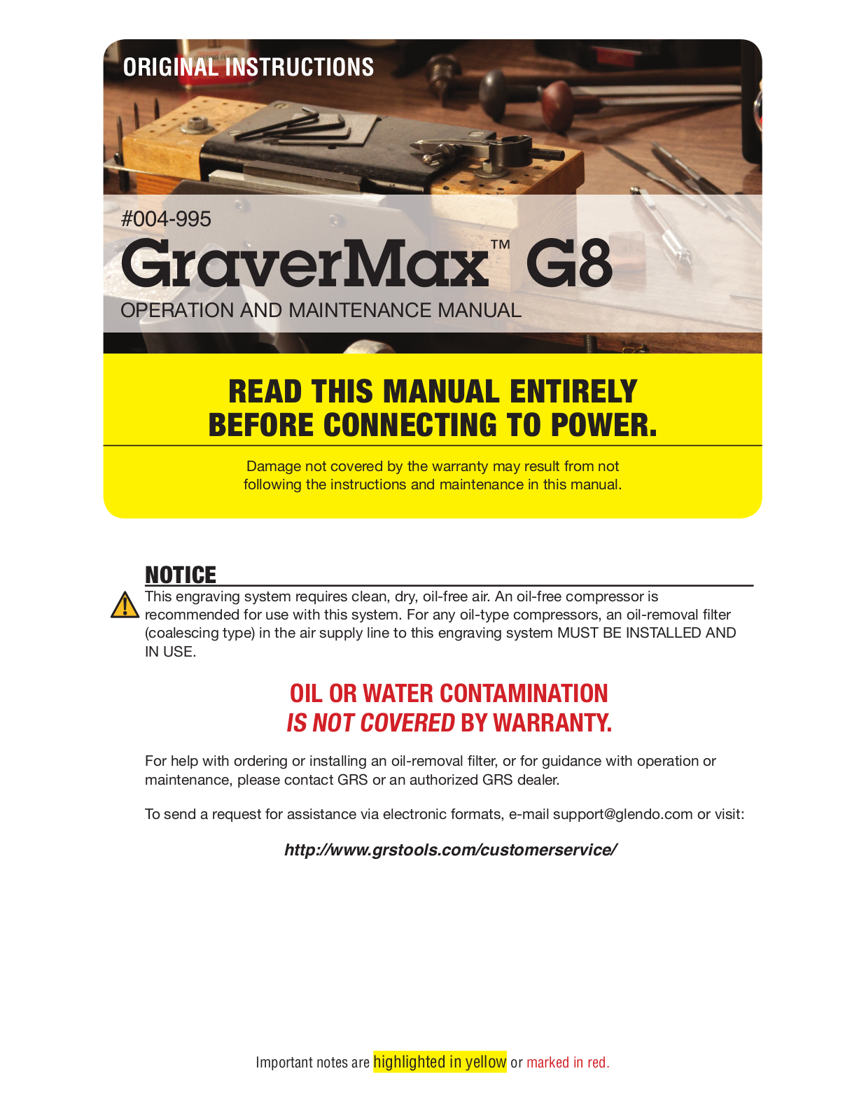 GRS GraverMax G8 Operation And Maintenance Manual