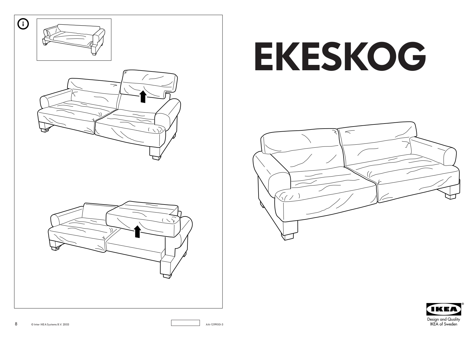 IKEA EKESKOG SOFA BED FRAME Assembly Instruction