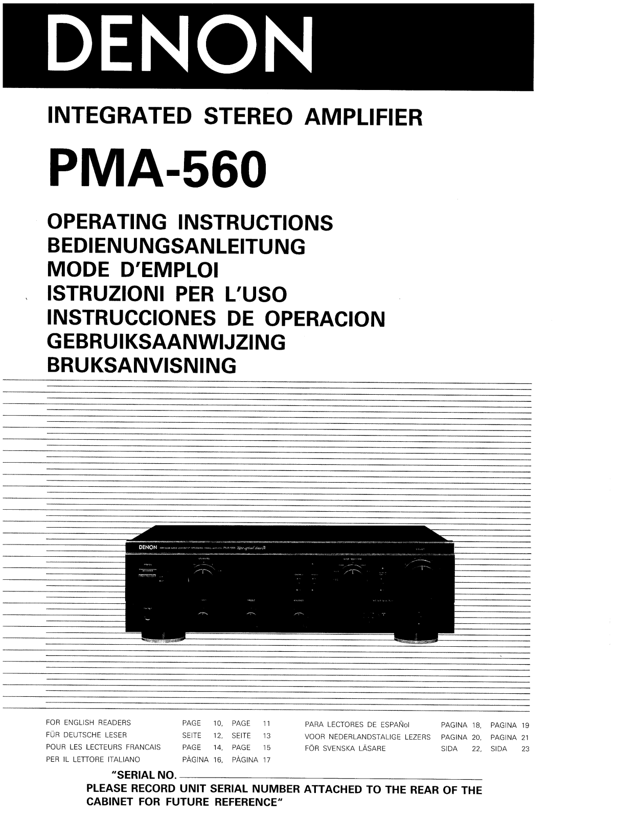 Denon PMA-560 Owner's Manual