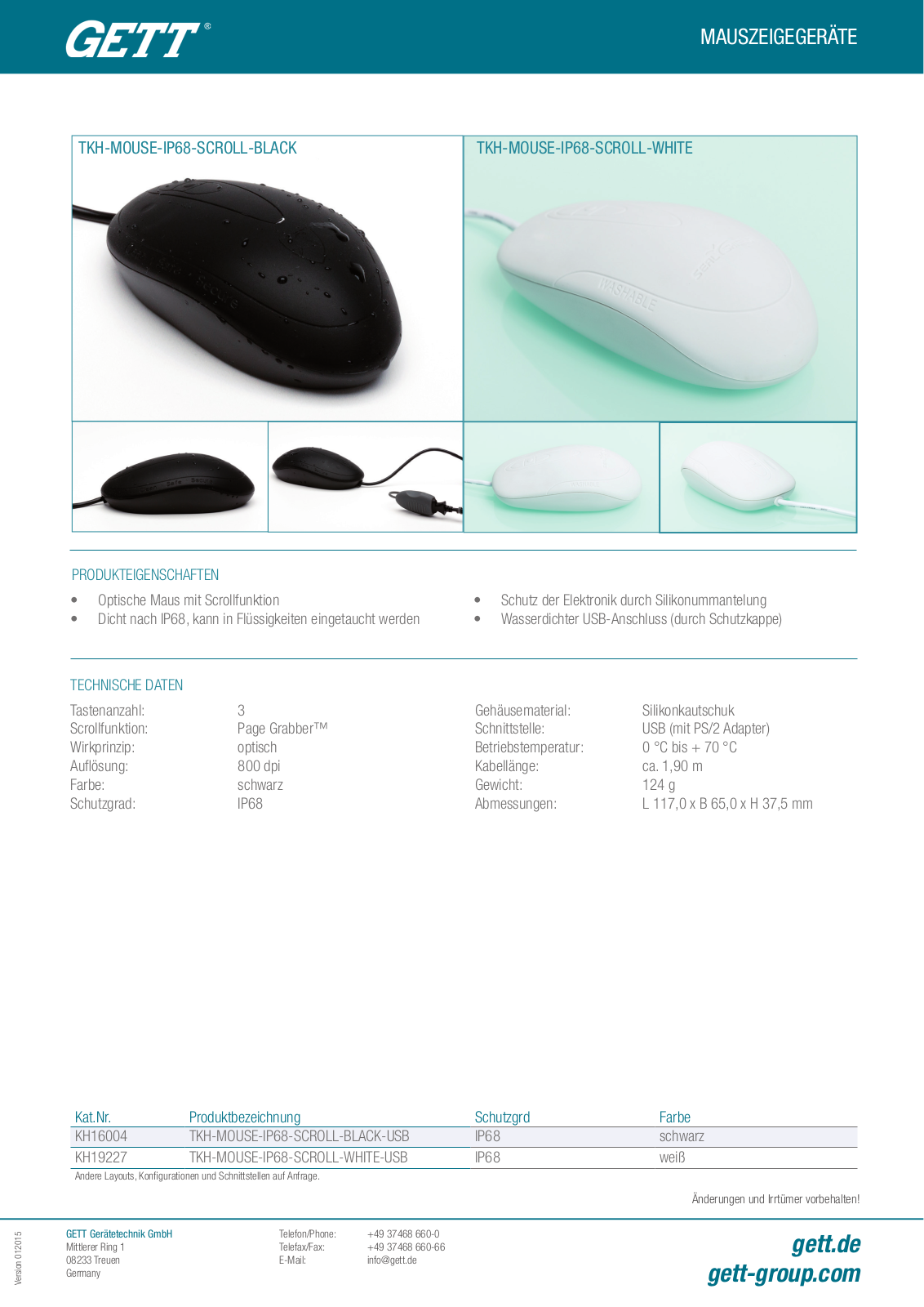 GETT TKH-MOUSE-IP68-SCROLL-BLACK User Manual