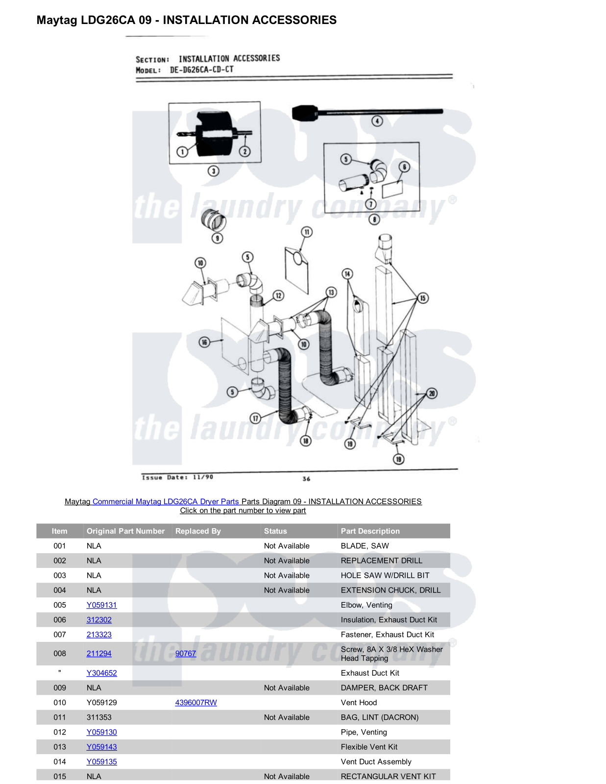 Maytag LDG26CA Parts Diagram