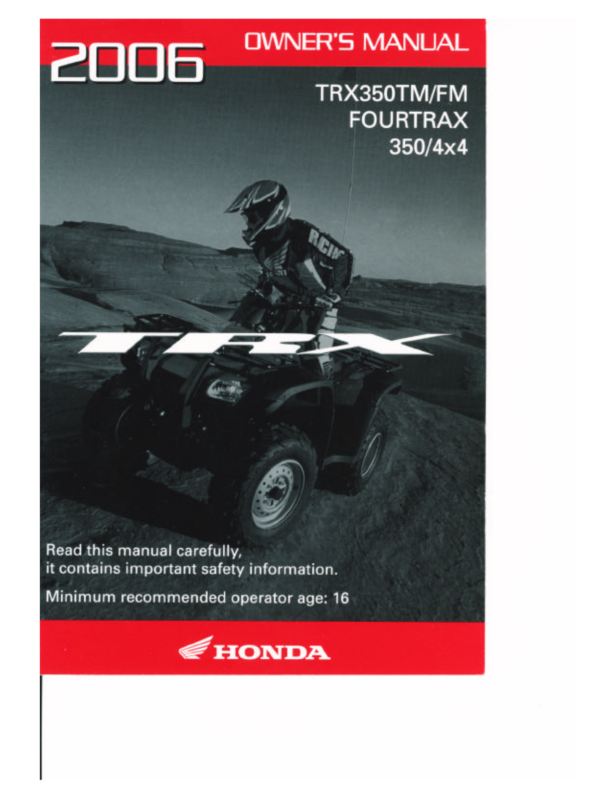 Honda TRX350TM-FM 2006 Owner's Manual