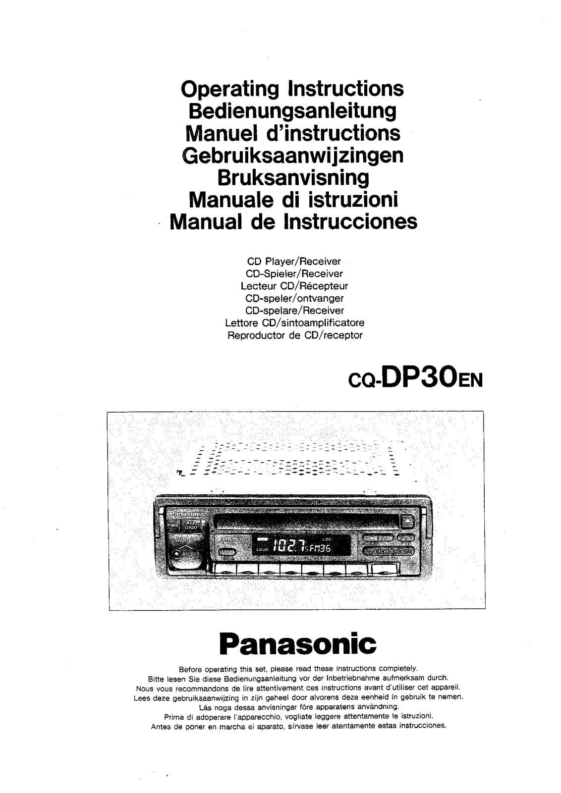 Panasonic CQ-DP30EN Operating Instructions