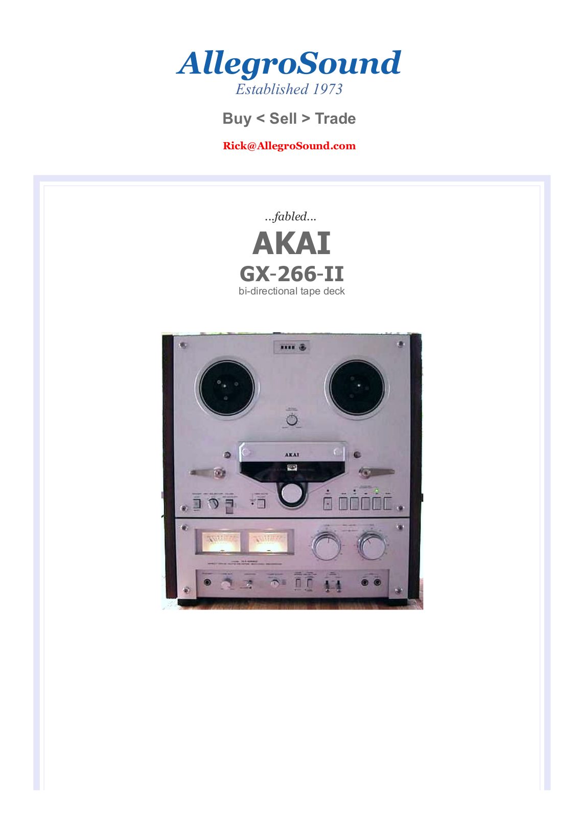 Akai GX-266-II User Manual