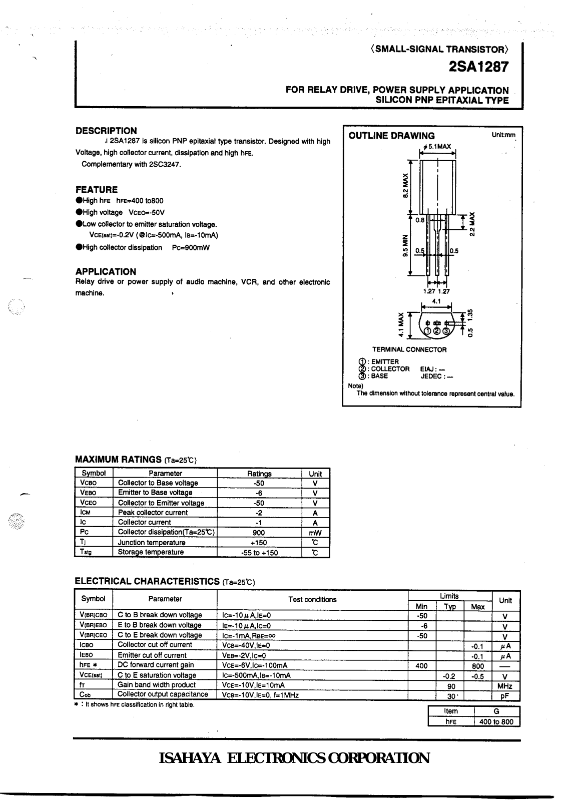 Datasheet 2sa1287 Datasheet - ManualMachine.com