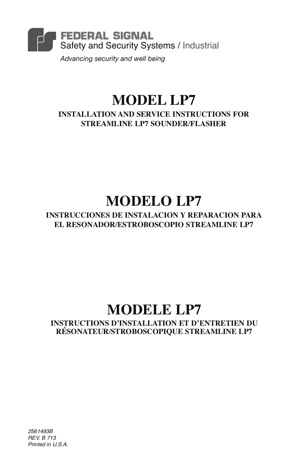 Federal Signal LP7 Users Manual