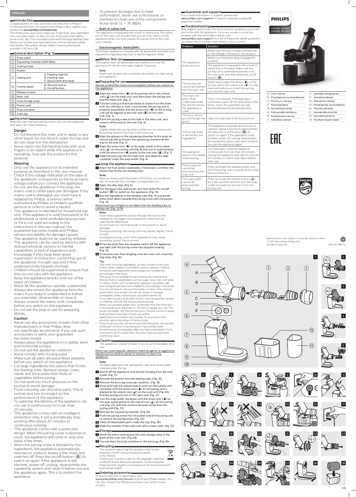 Philips HR1887-80 Operating Instructions