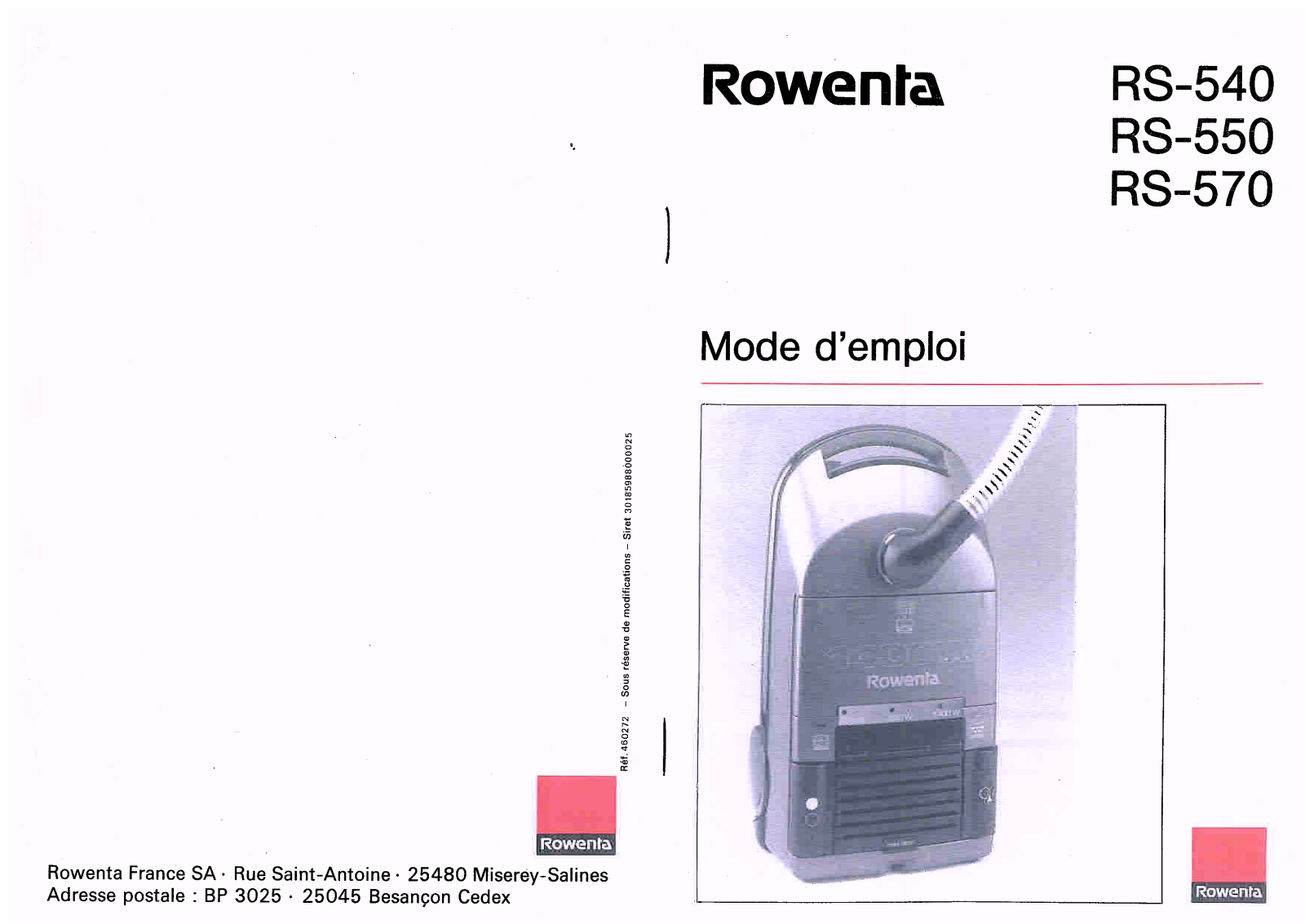 ROWENTA RS 540, RS 550, RS 570 User Manual