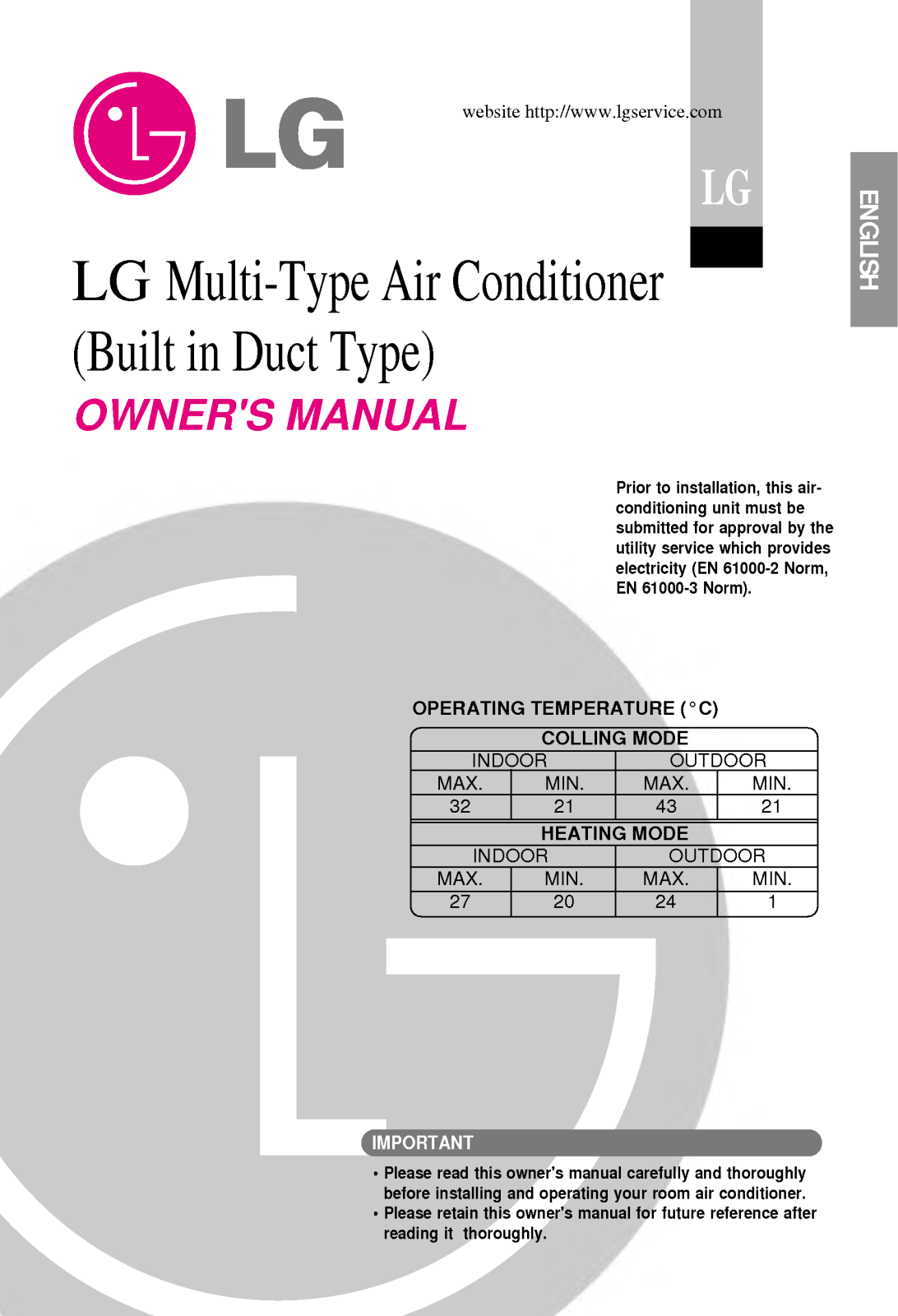 LG MB09AHB, MB12AHB User Manual