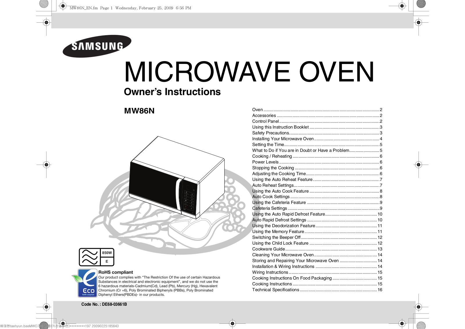 Samsung MW86N User Manual