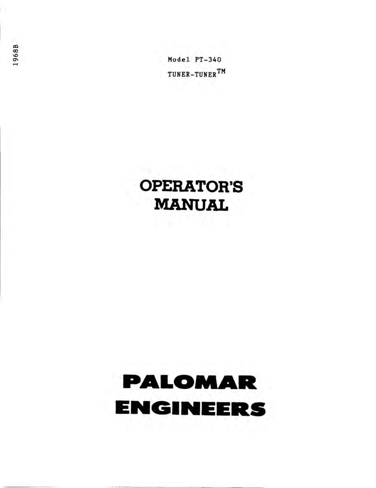 Palomar PT-340 User Manual