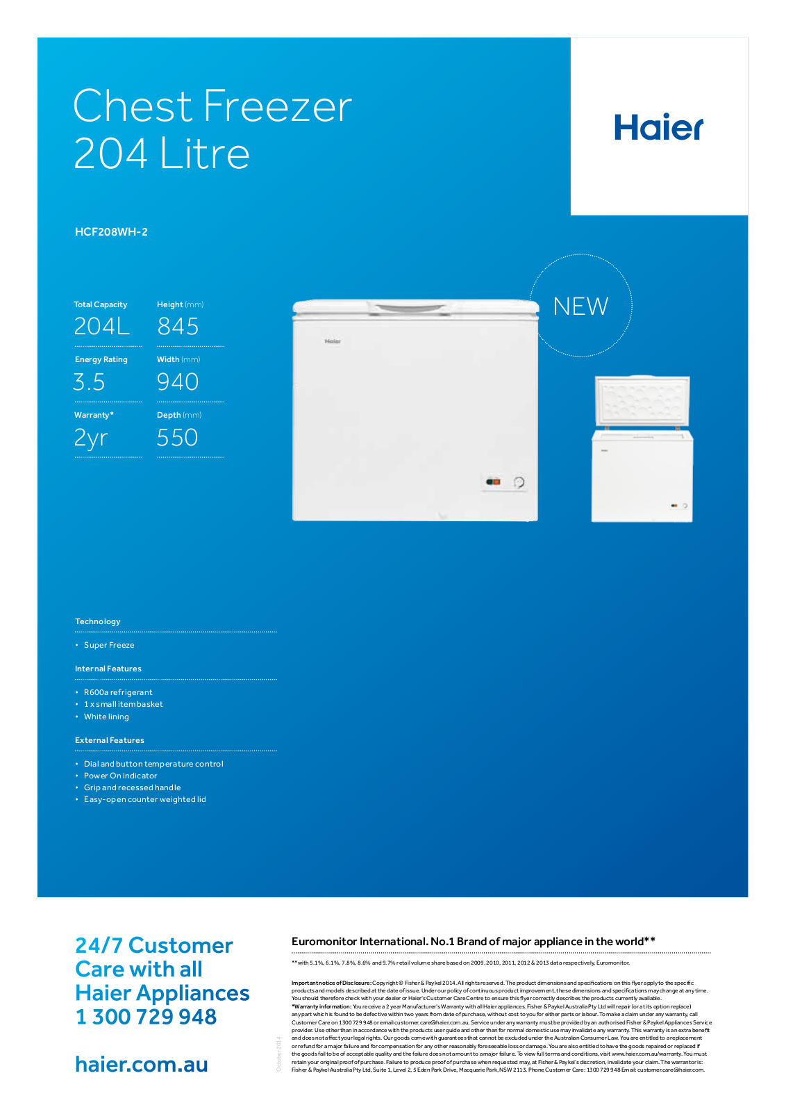 Haier HCF208WH-2 User Manual