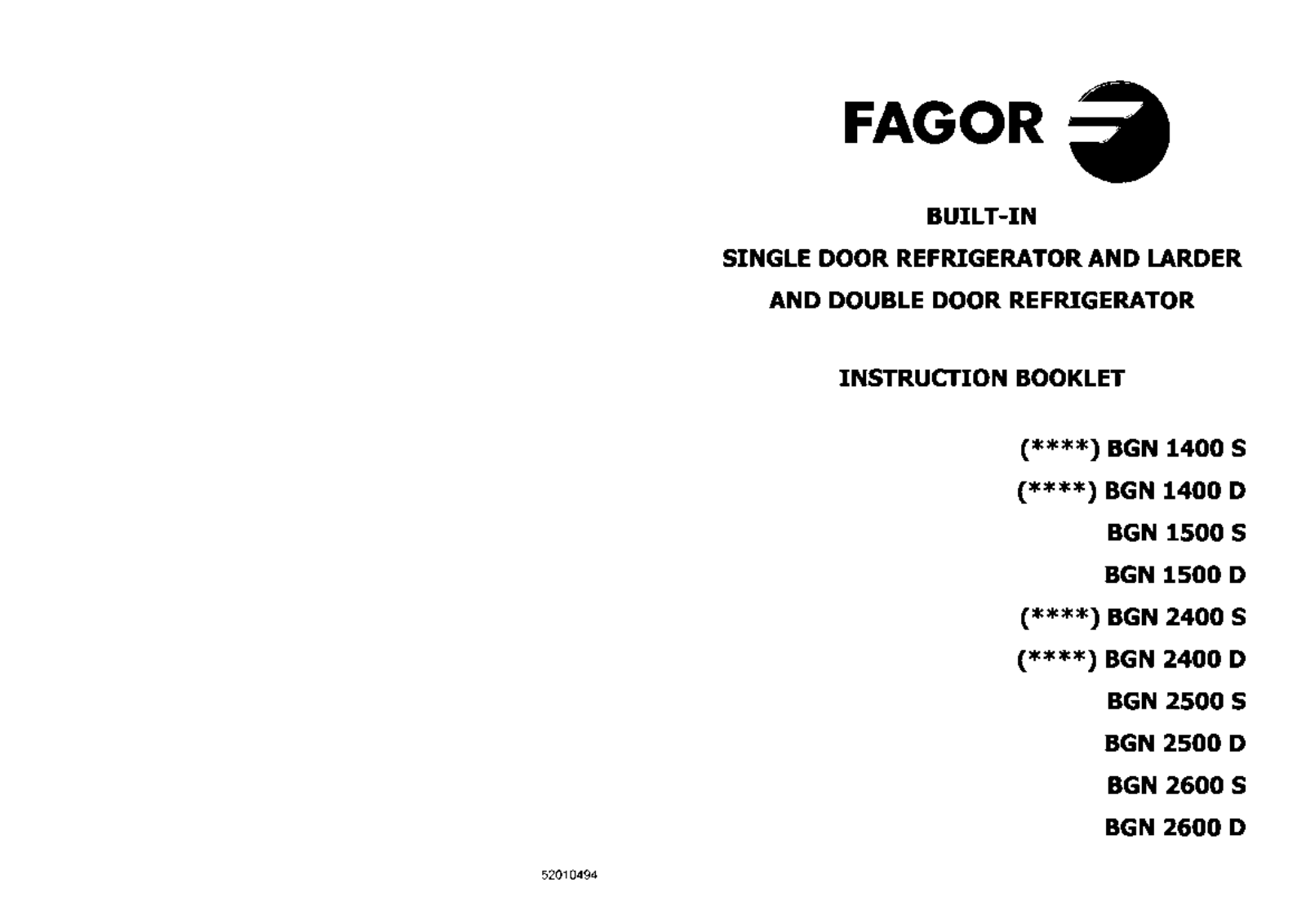 FAGOR FIS1220, FIS1224, FIS880, FIS884, FID-144 User Manual