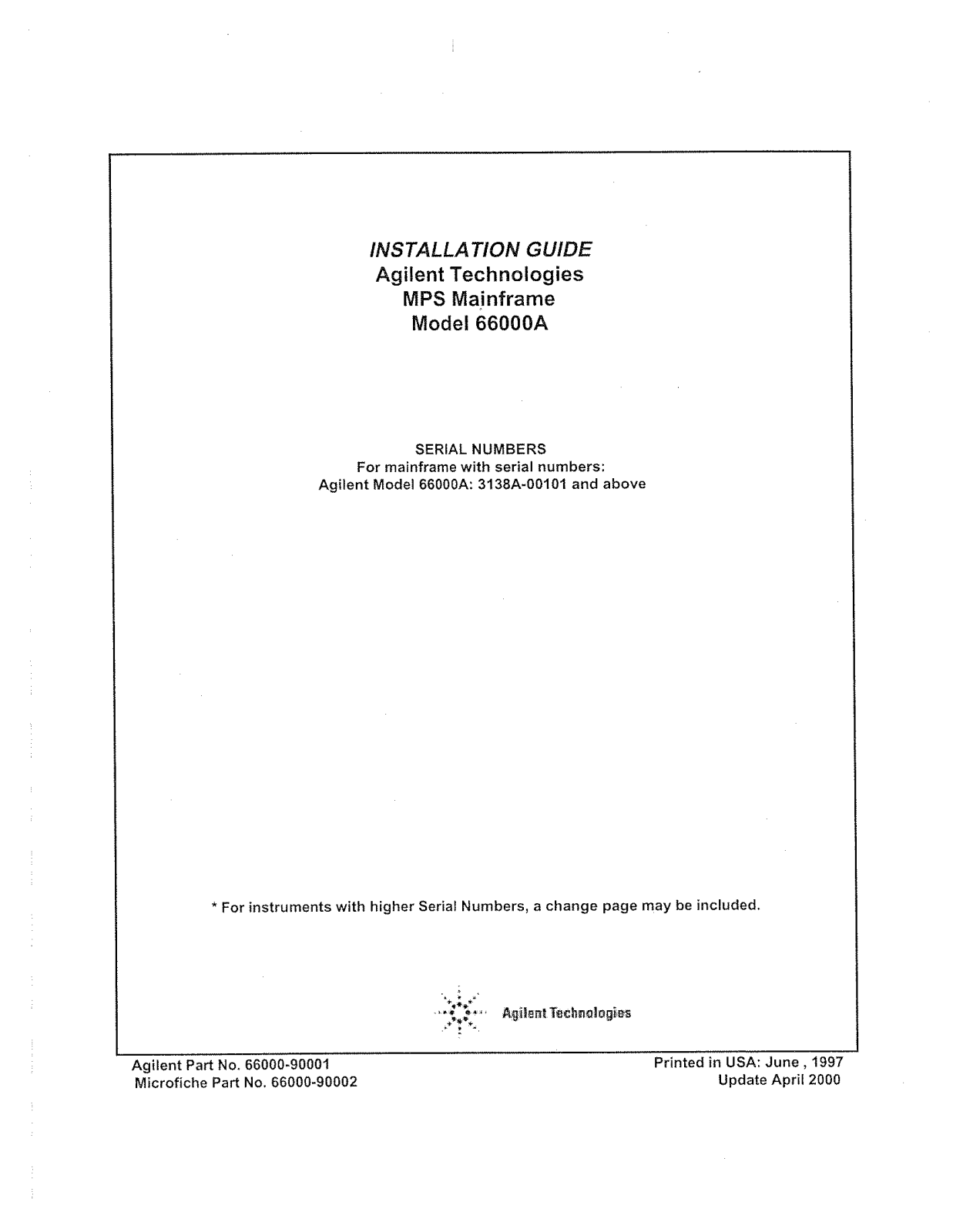 Agilent Technologies 66000A User Manual