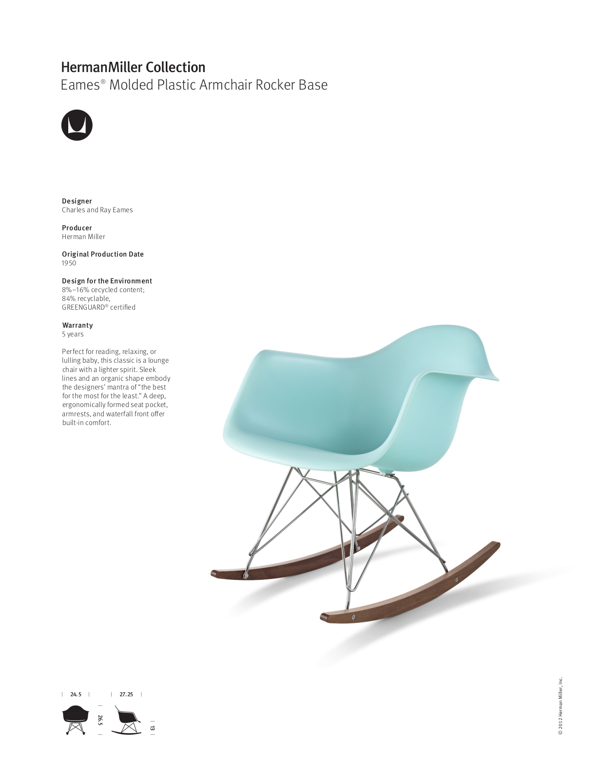 Herman Miller Eames Molded Plastic Armchair Rocker Base User Manual