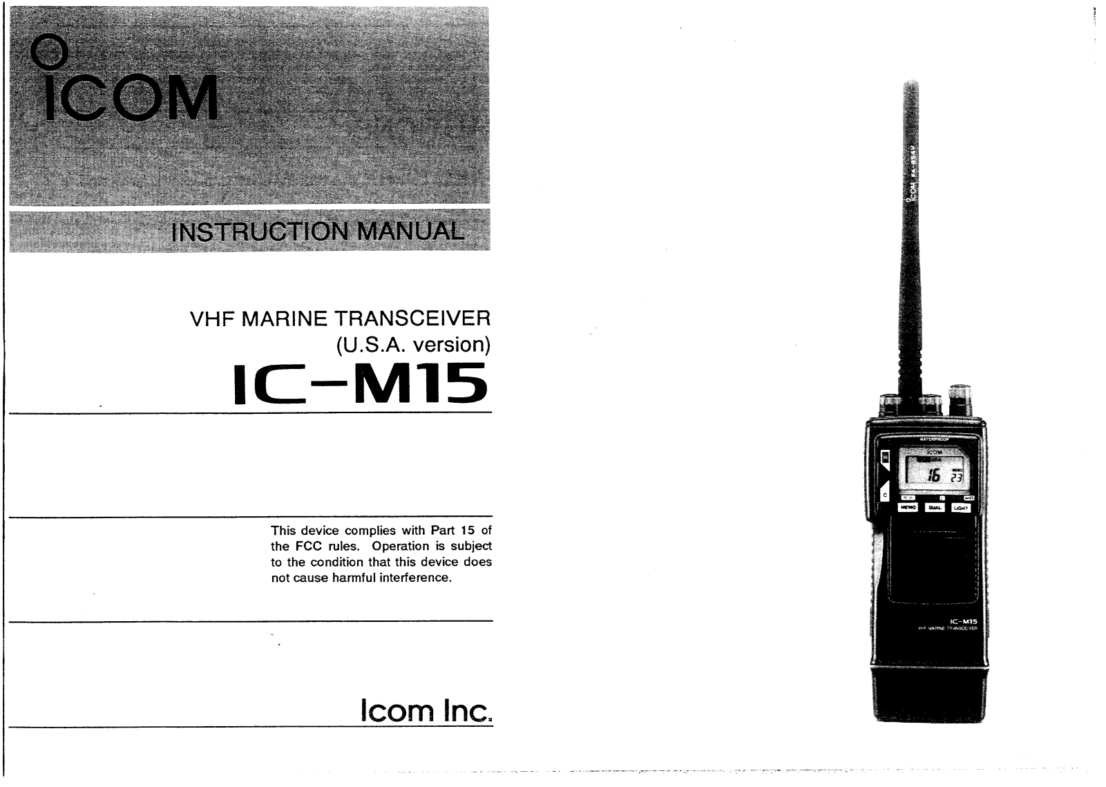 Icom IC-M15-USA User Manual