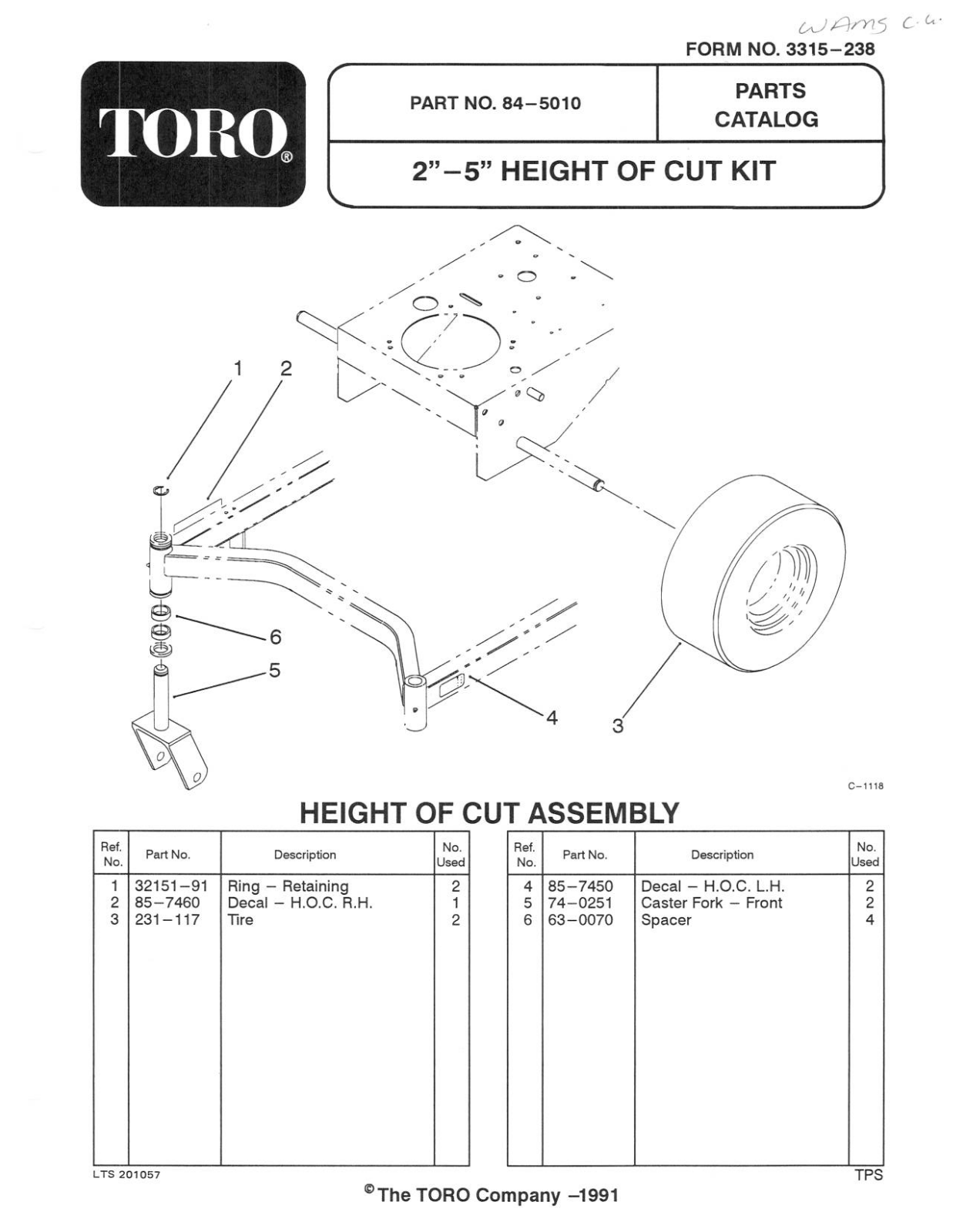 Toro 84-5010 Parts Catalogue