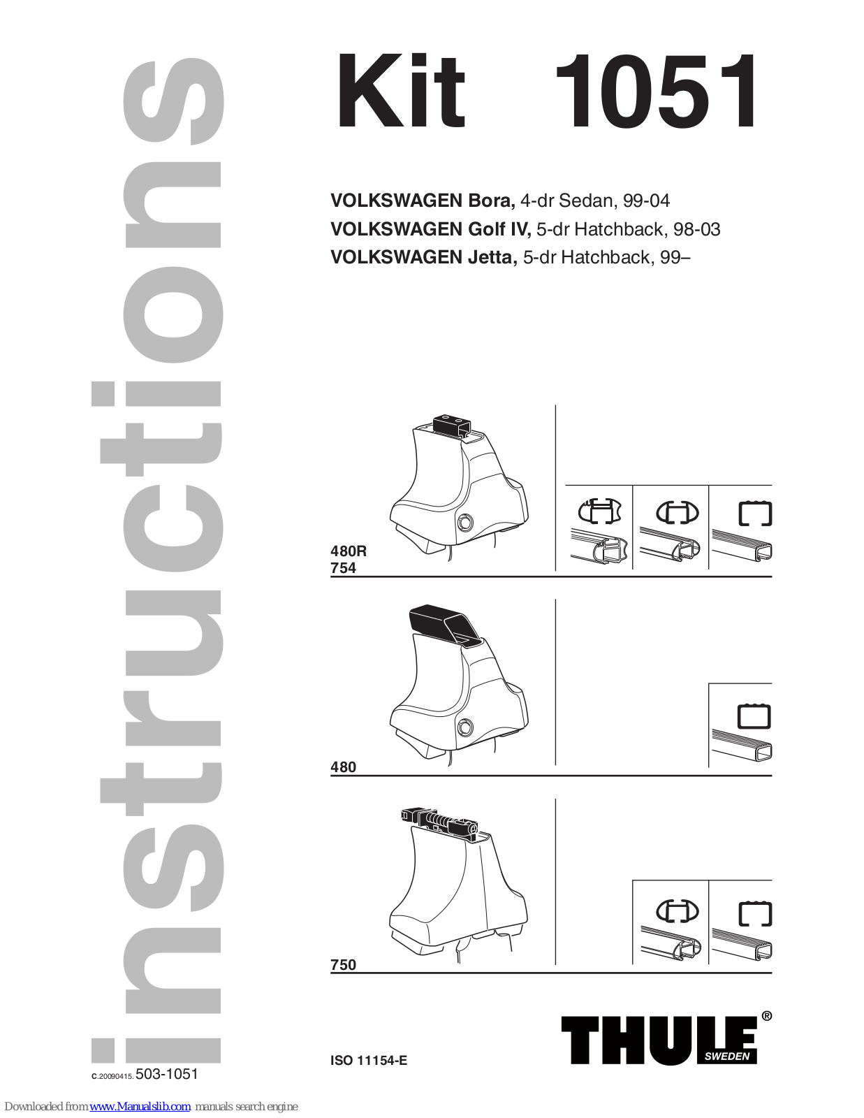 Thule Kit 1051 Instructions Manual