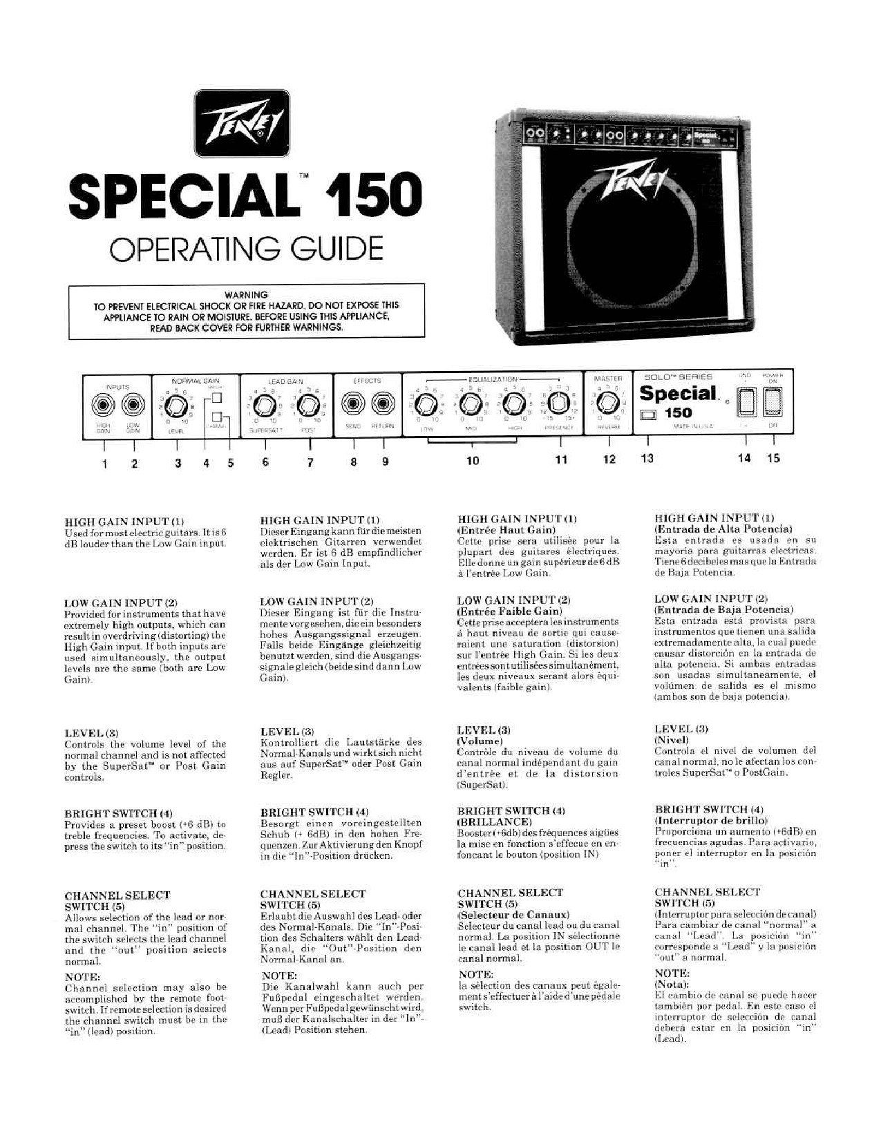 Peavey Special 150 User Manual