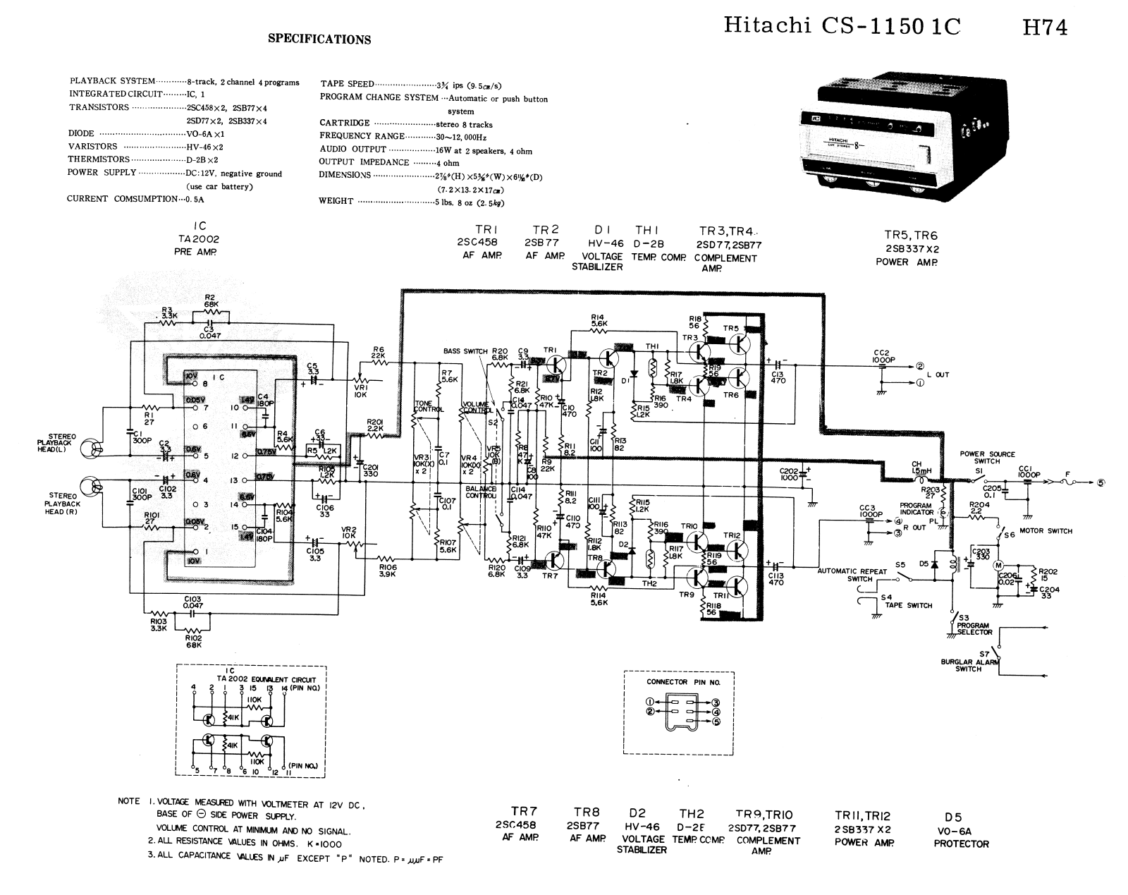 Hitachi CS-1150 Cirquit Diagram