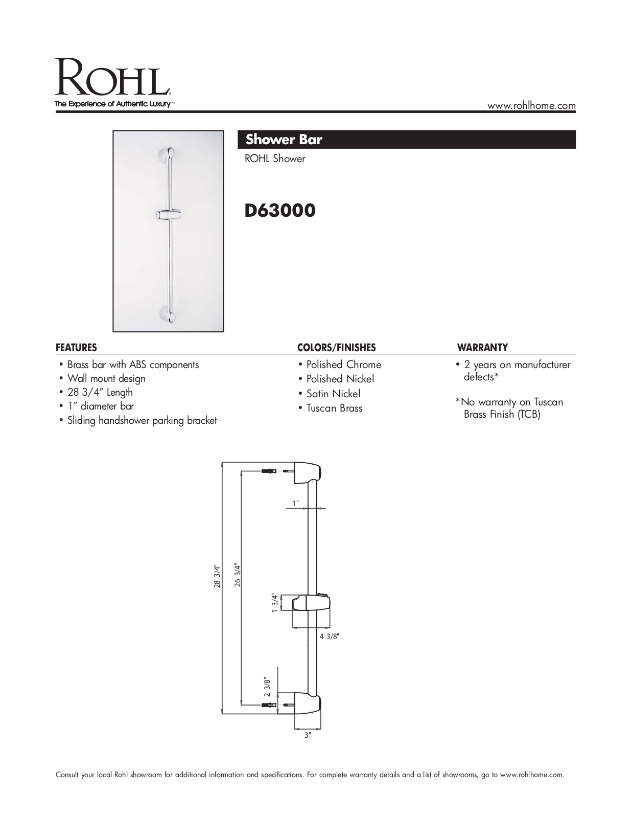 Rohl D63000TCB User Manual