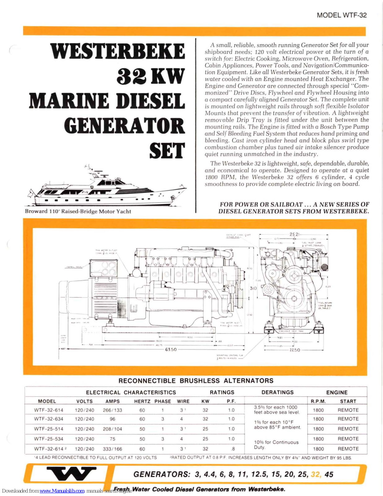 Westerbeke WTF-32-614, WTF-32-634, WTF-25-514, WTF-25-534, WTF-32 Specification - ManualMachine.com