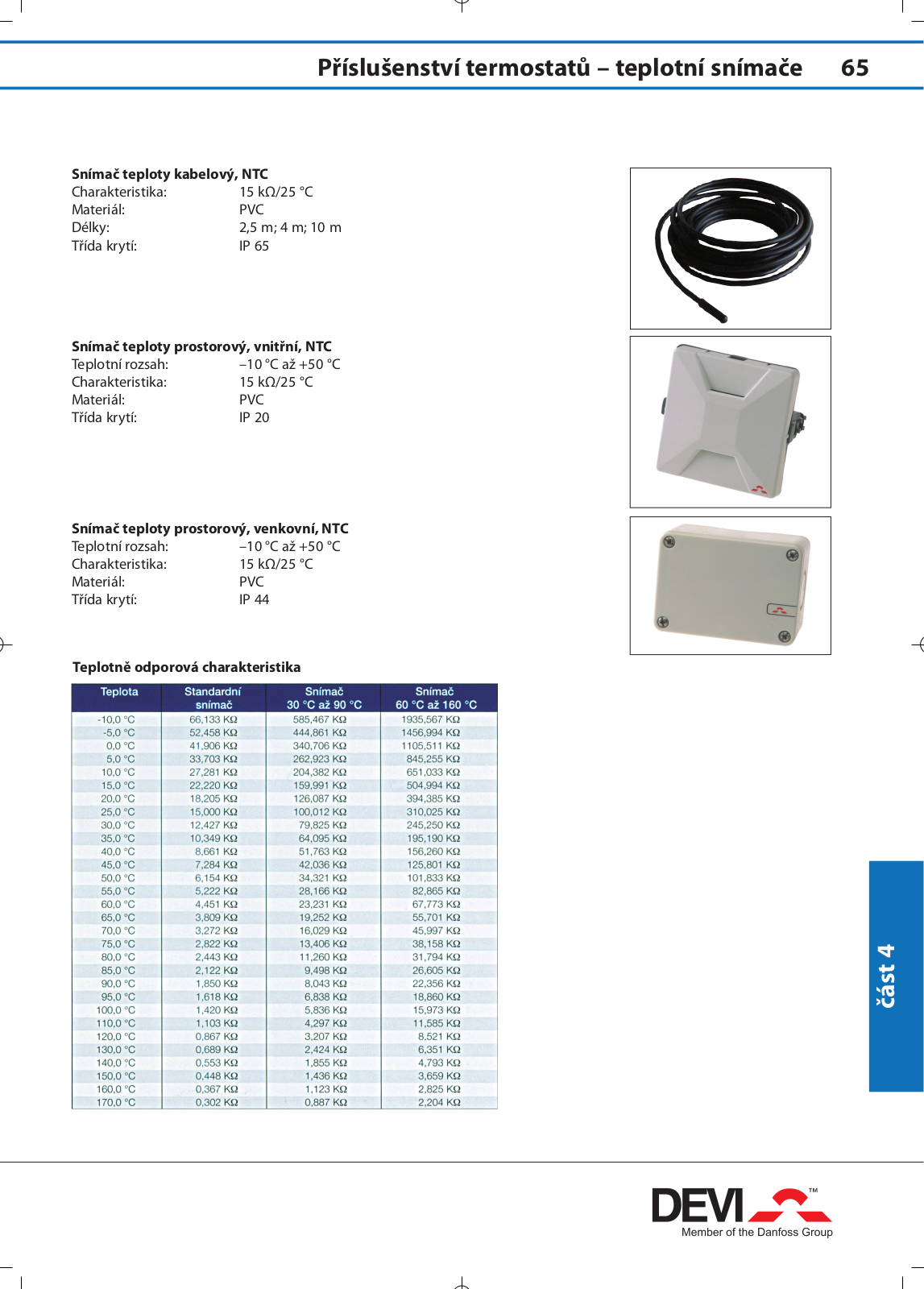 Danfoss Příslušenství termostatů – teplotní snímače Fact sheet