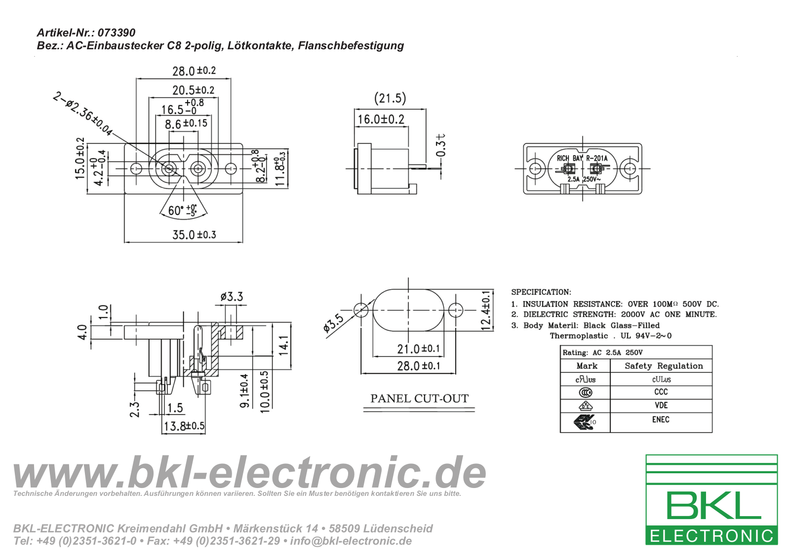 BKL B-AC 073390 Datasheet - ManualMachine.com