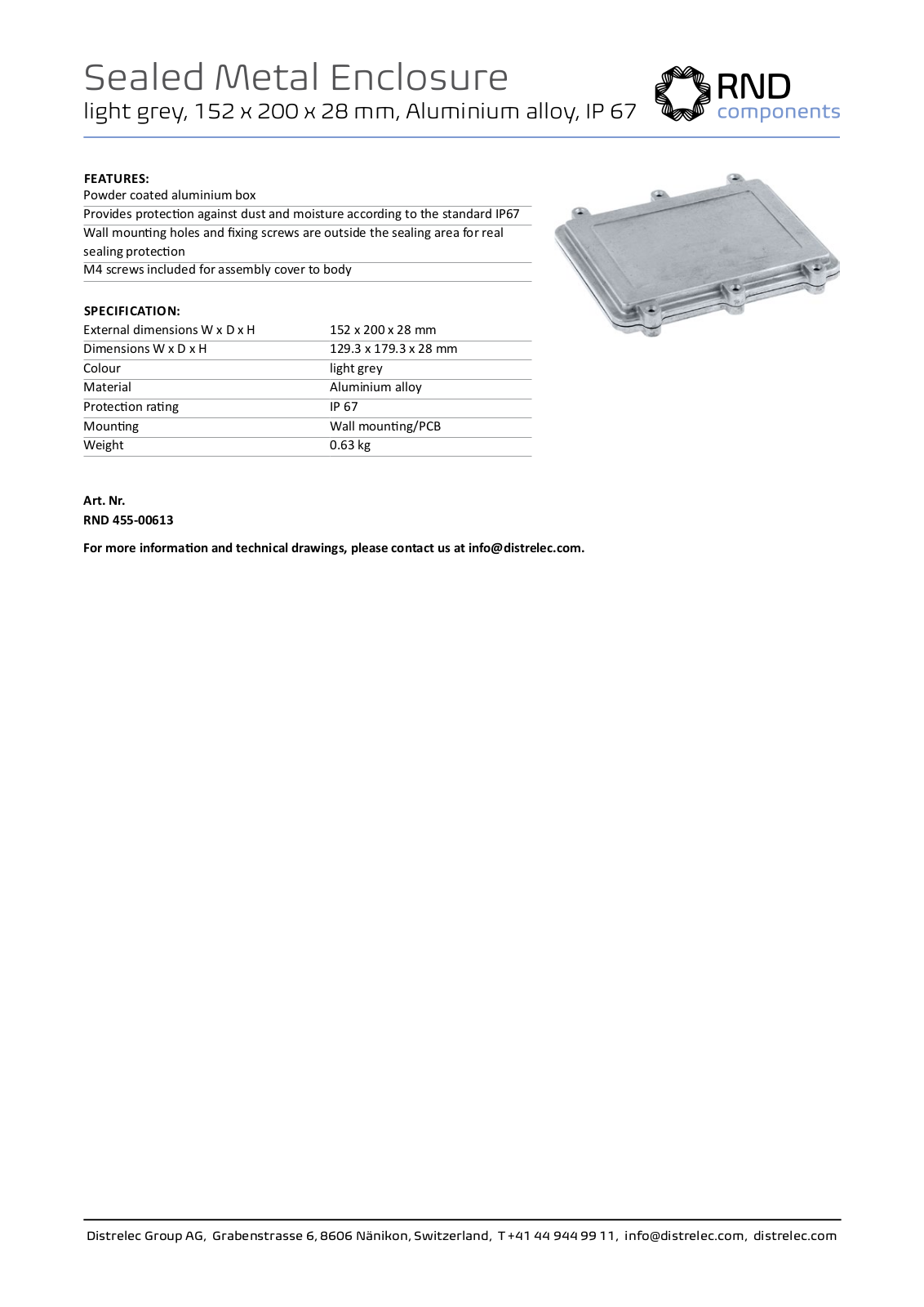 RND COMPONENTS RND 455-00613 Datasheet - ManualMachine.com
