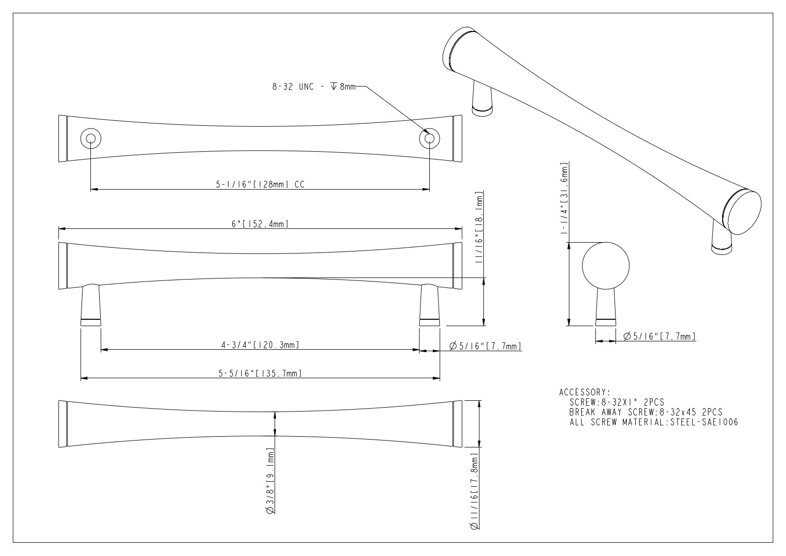 Elements by Hardware Resources HWSC1055 Dimensions - ManualMachine.com