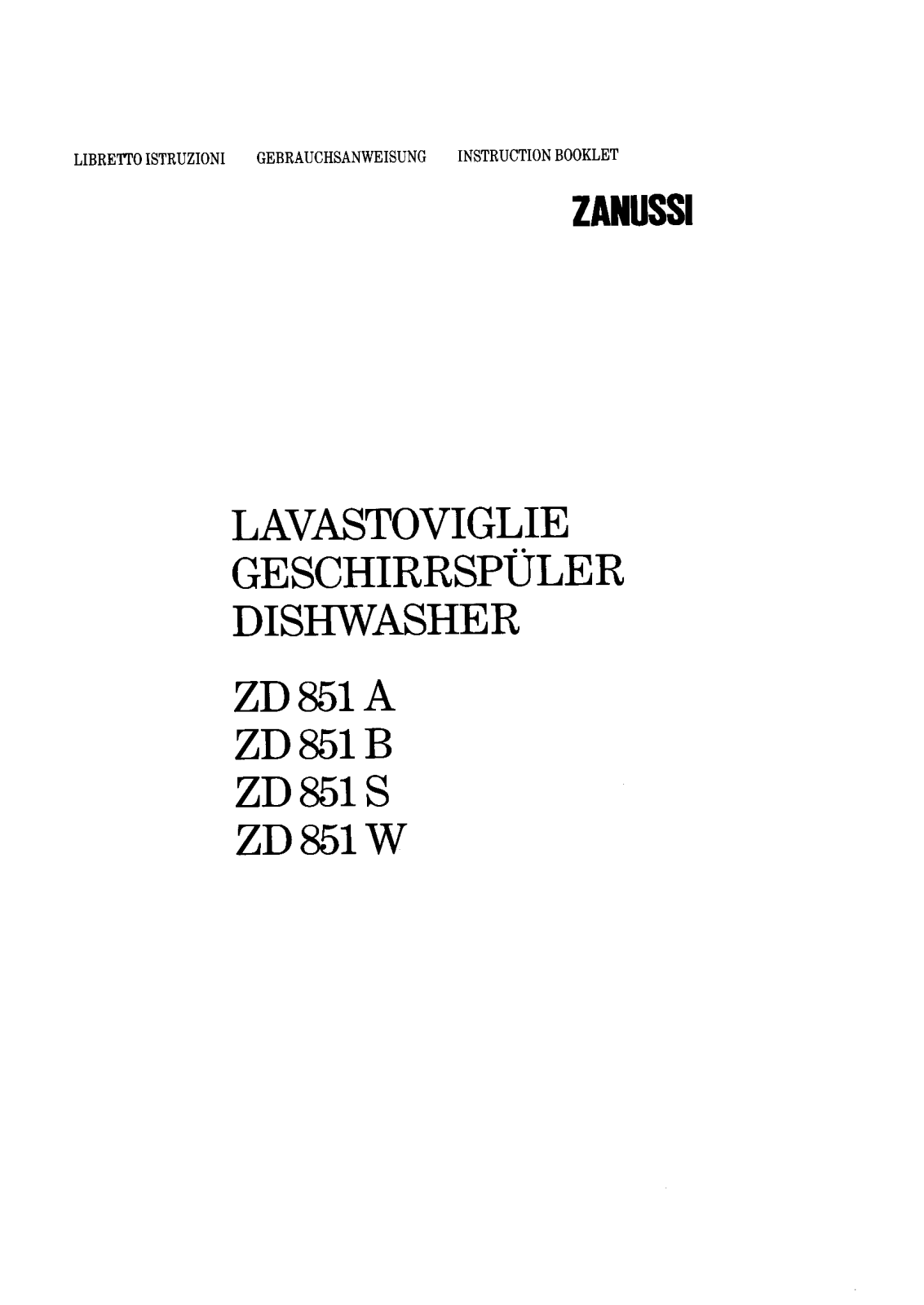 Zanussi ZD851S, ZD851W, ZD851B, ZD851A User Manual