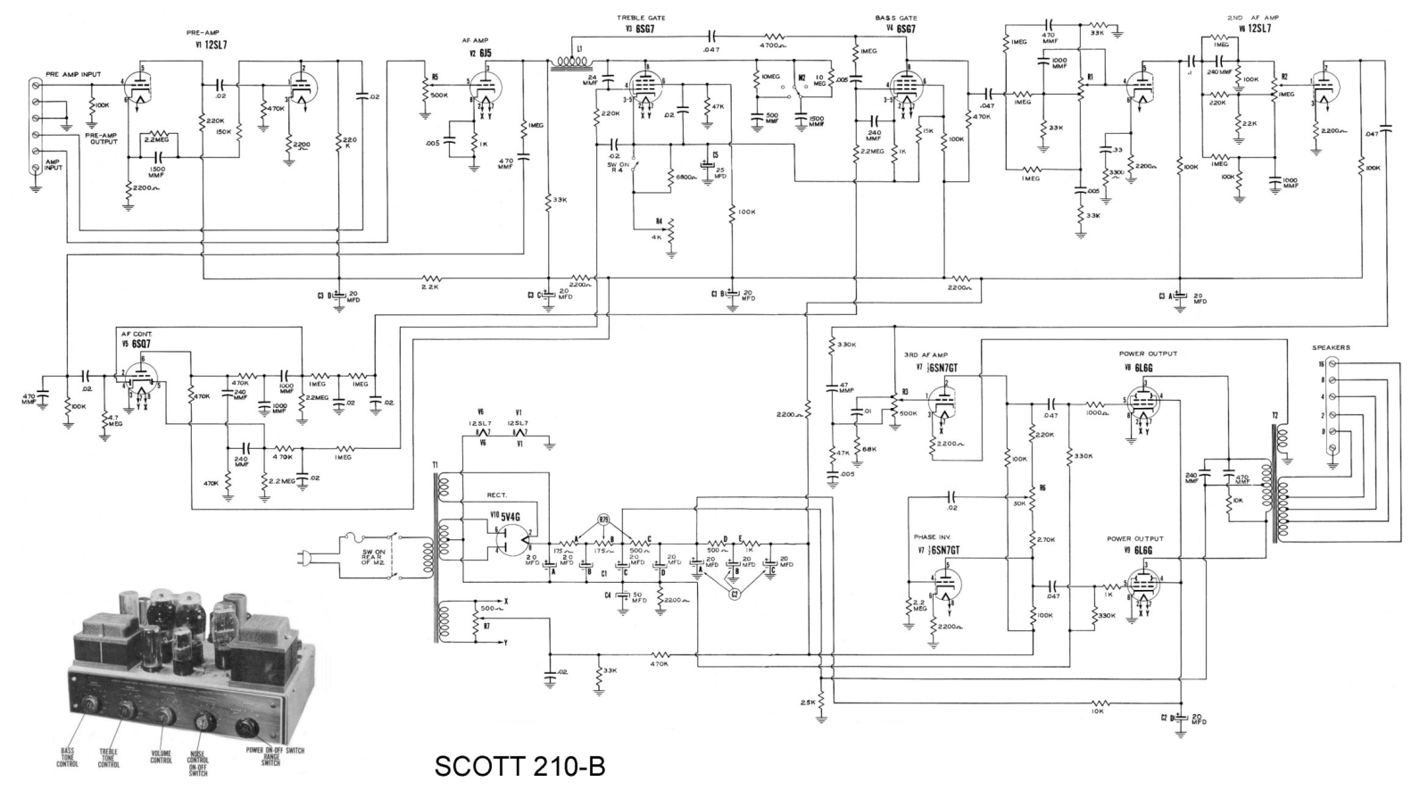 H.H. Scott 210-B Schematic